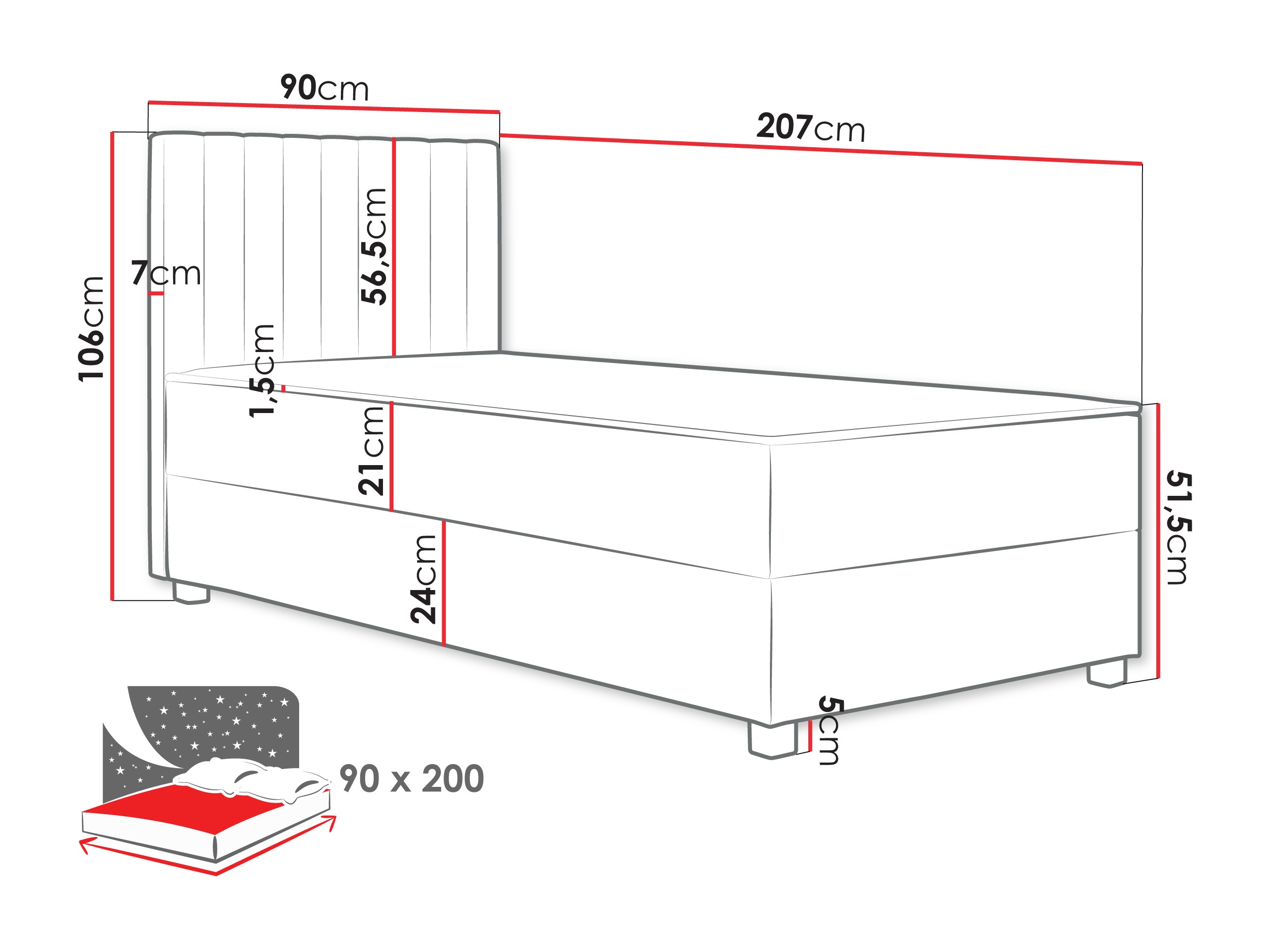 Kontinentális ágy Sanford 108 (Manila 02)