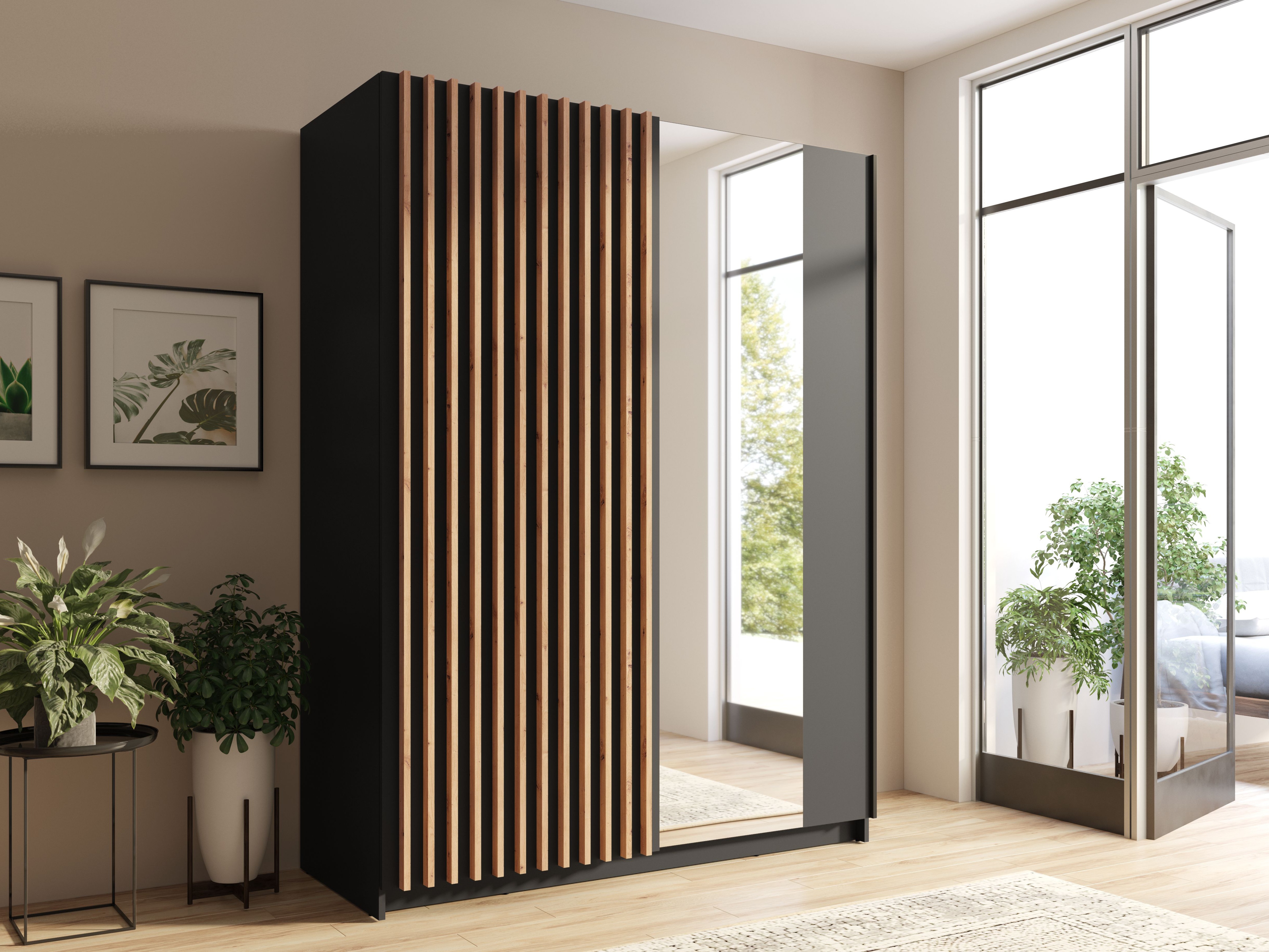 Gardróbszekrény Baytown 121 (Fekete)