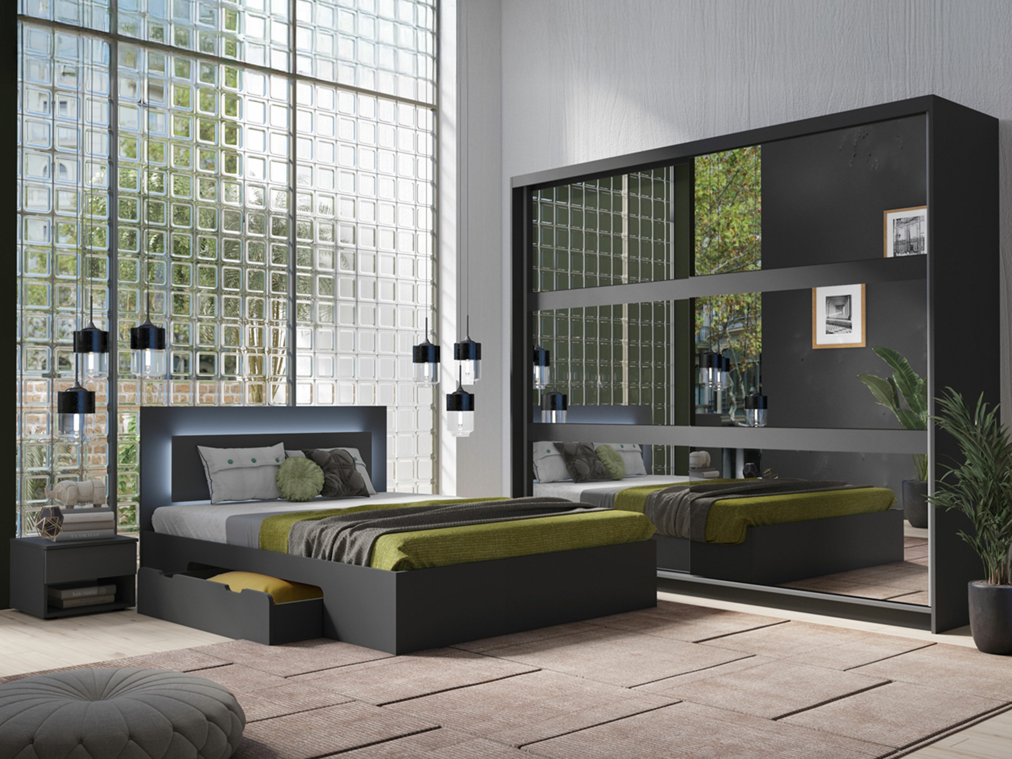 Hálószoba garnitúra Odecira 104 (Grafit)