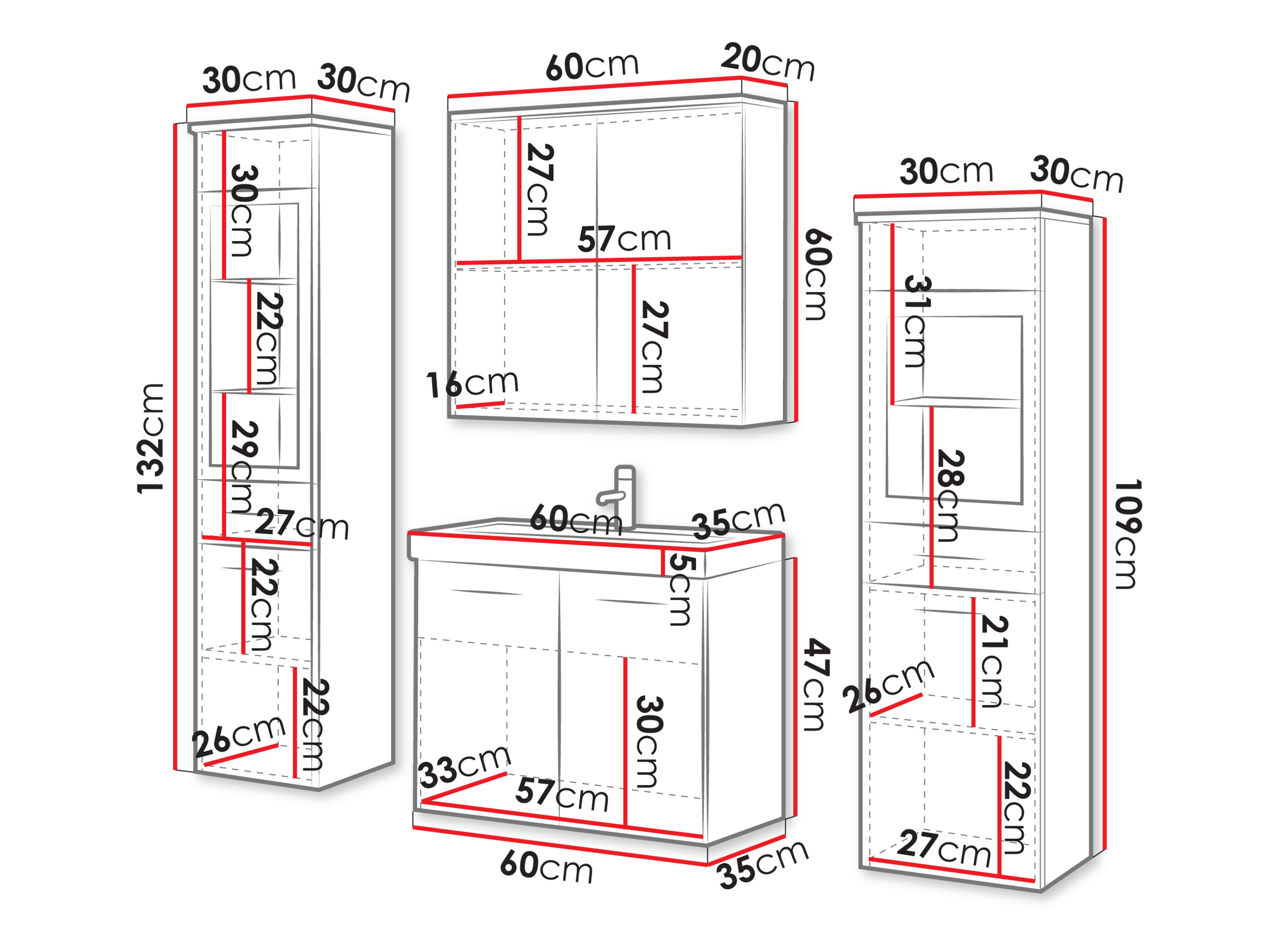 Fürdőszoba garnitúra Sarasota 140 (Matera szürke + Gesztenye)