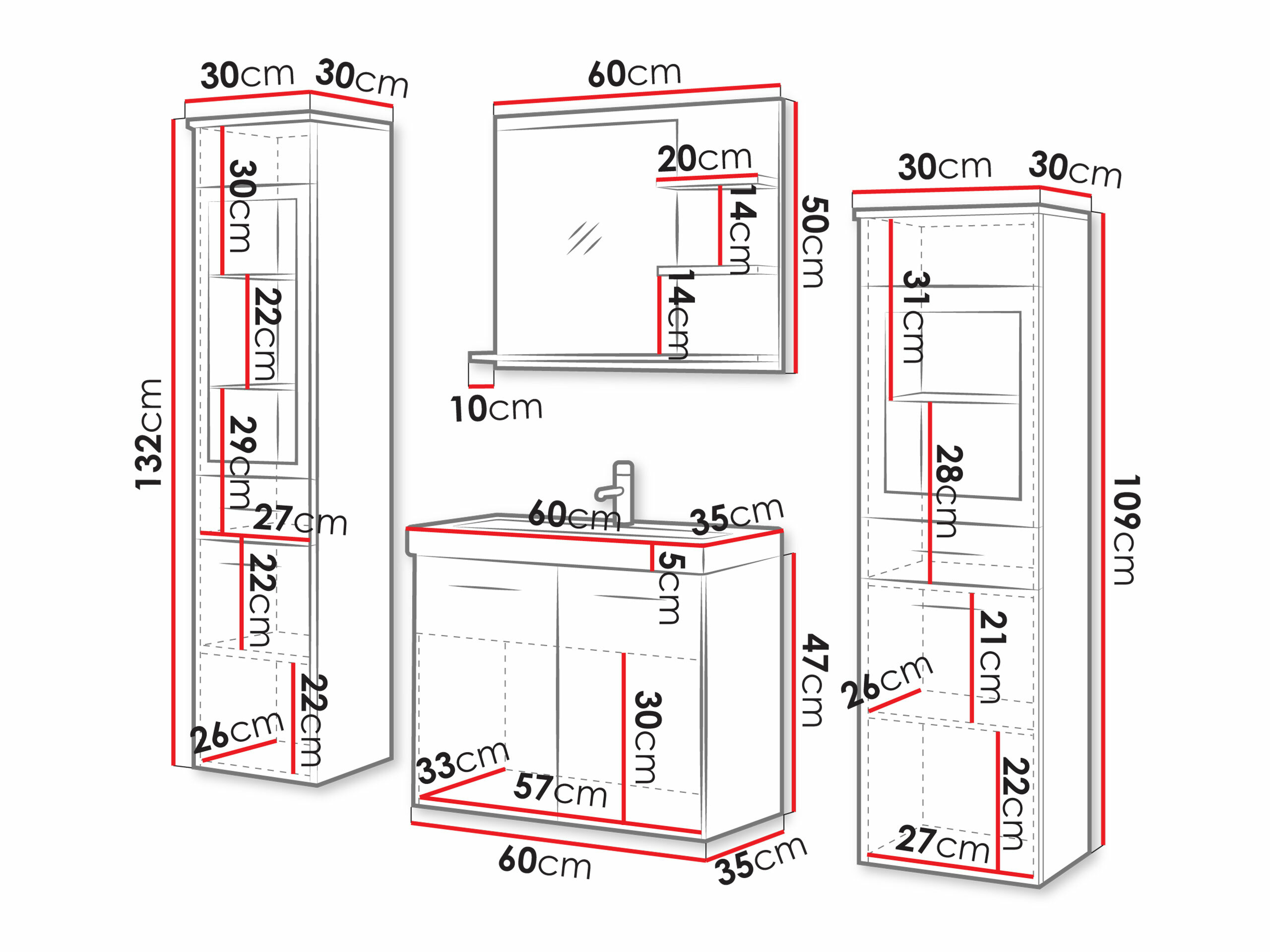 Fürdőszoba garnitúra Sarasota 141 (Matera szürke)