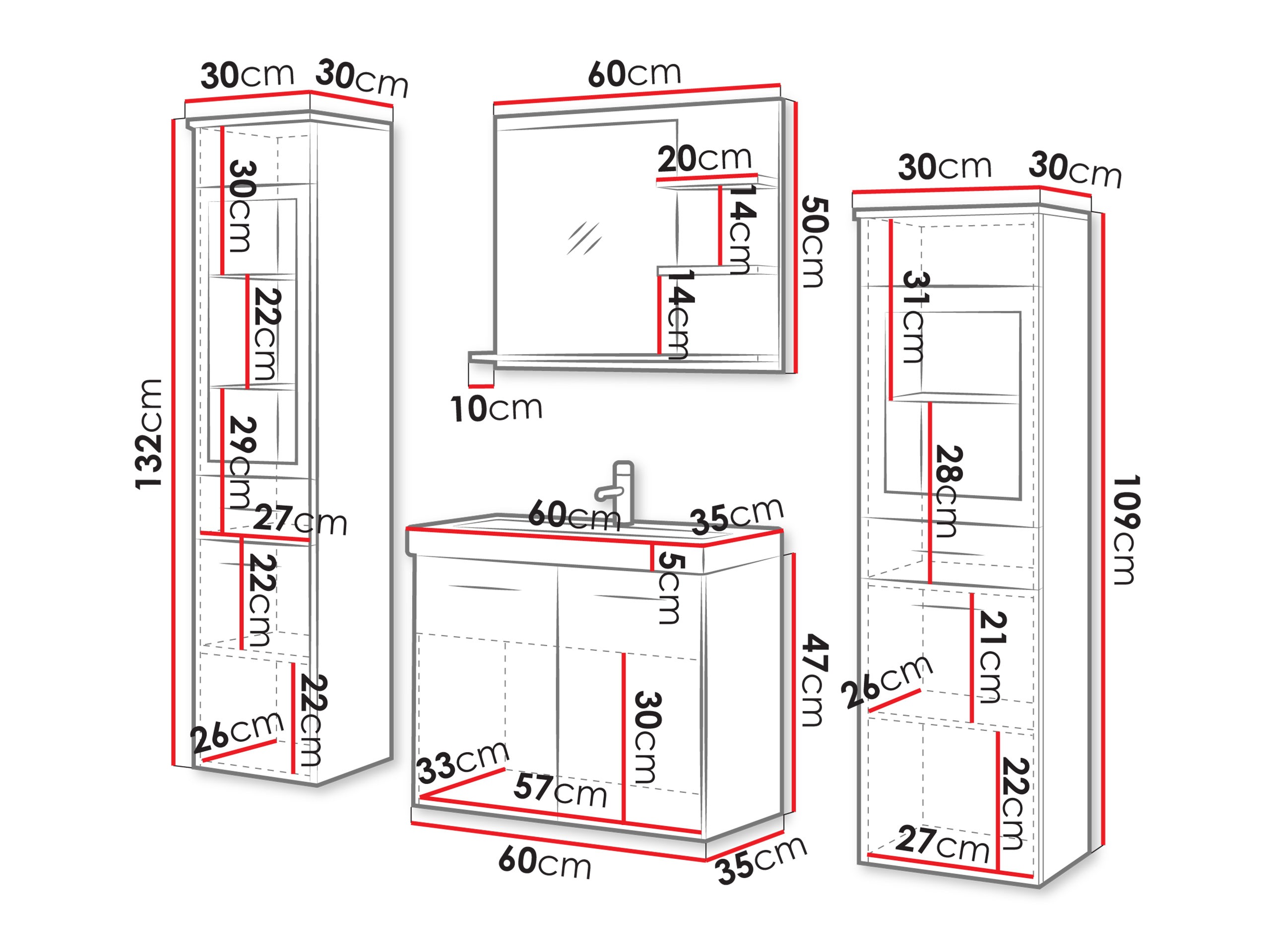 Fürdőszoba garnitúra Sarasota 141 (Poros zöld)