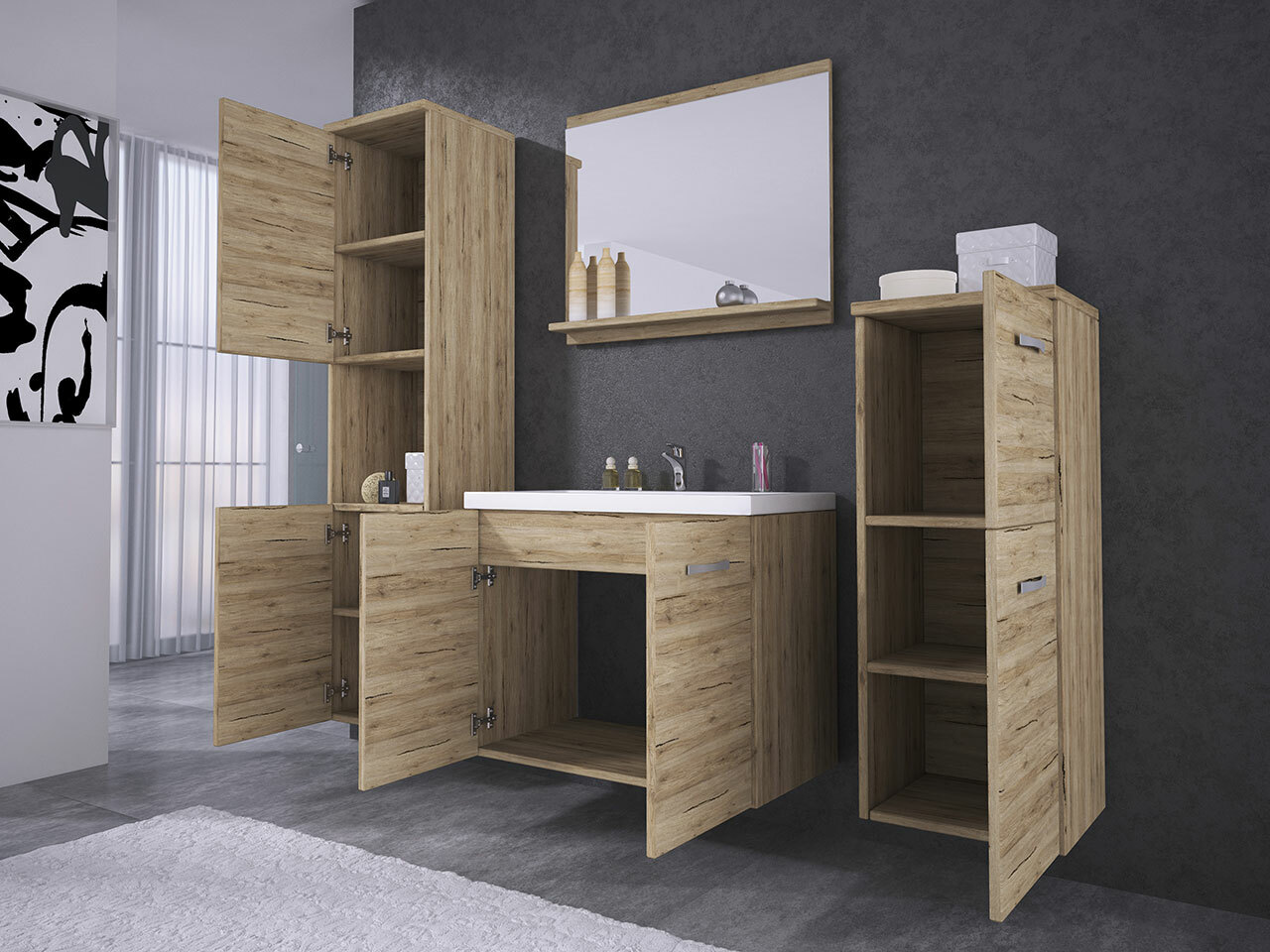 Fürdőszobai garnitúra Sarasota 108 (Wotan tölgy)