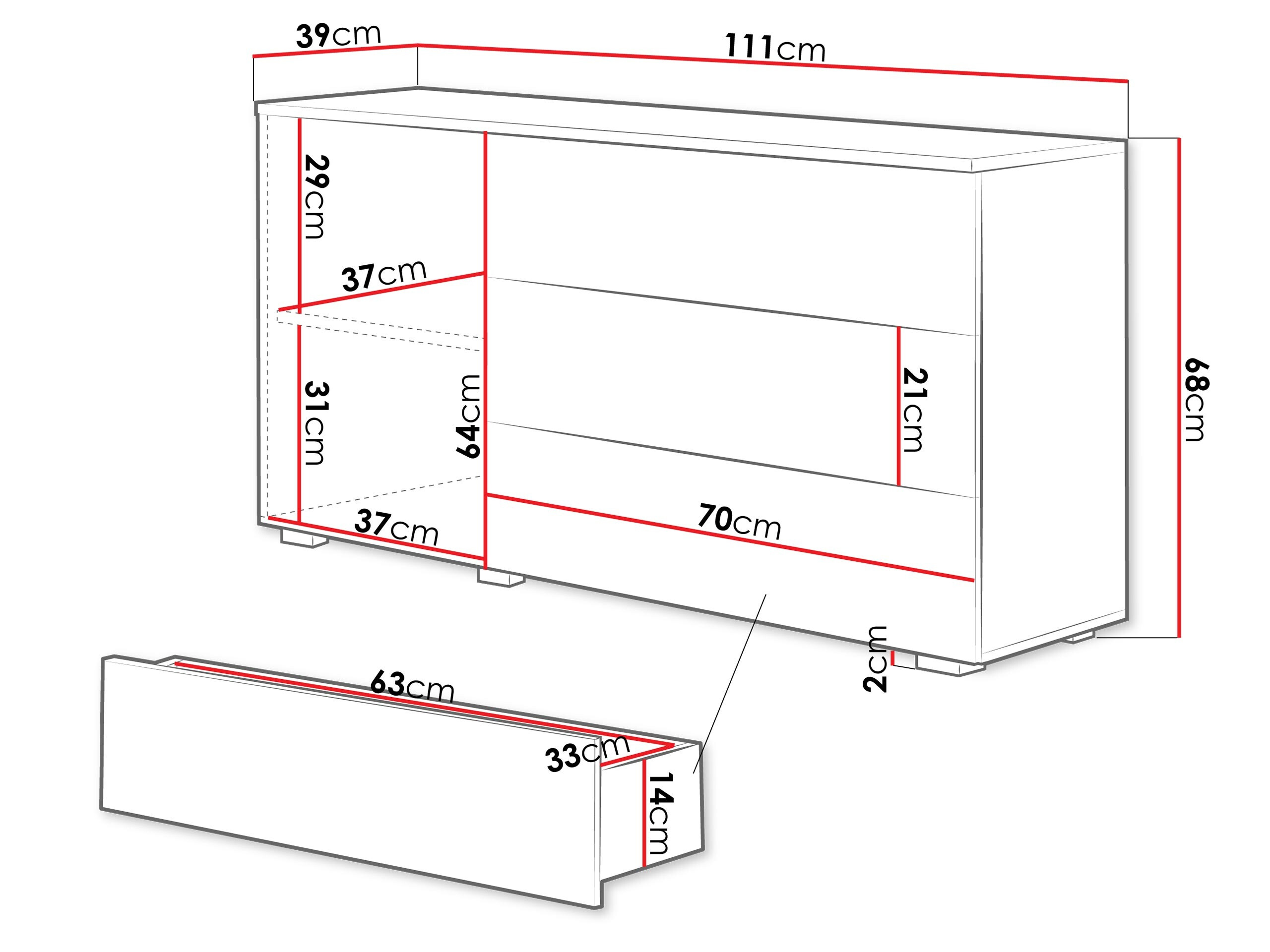 Komód Sarasota 128 (Matera szürke + Gesztenye)