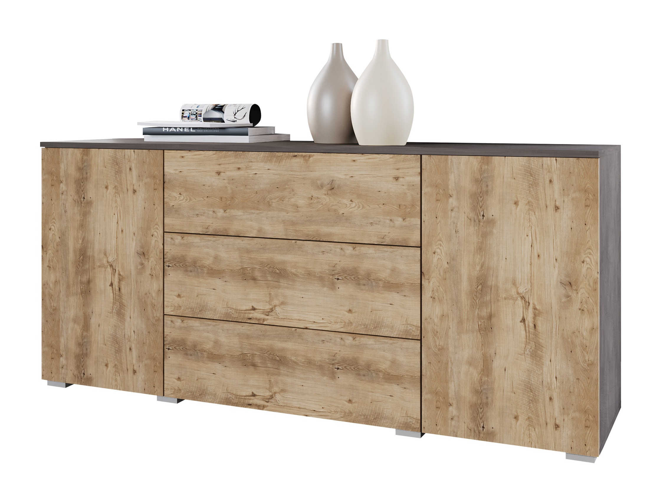 Komód Sarasota 129 (Matera szürke + Gesztenye)