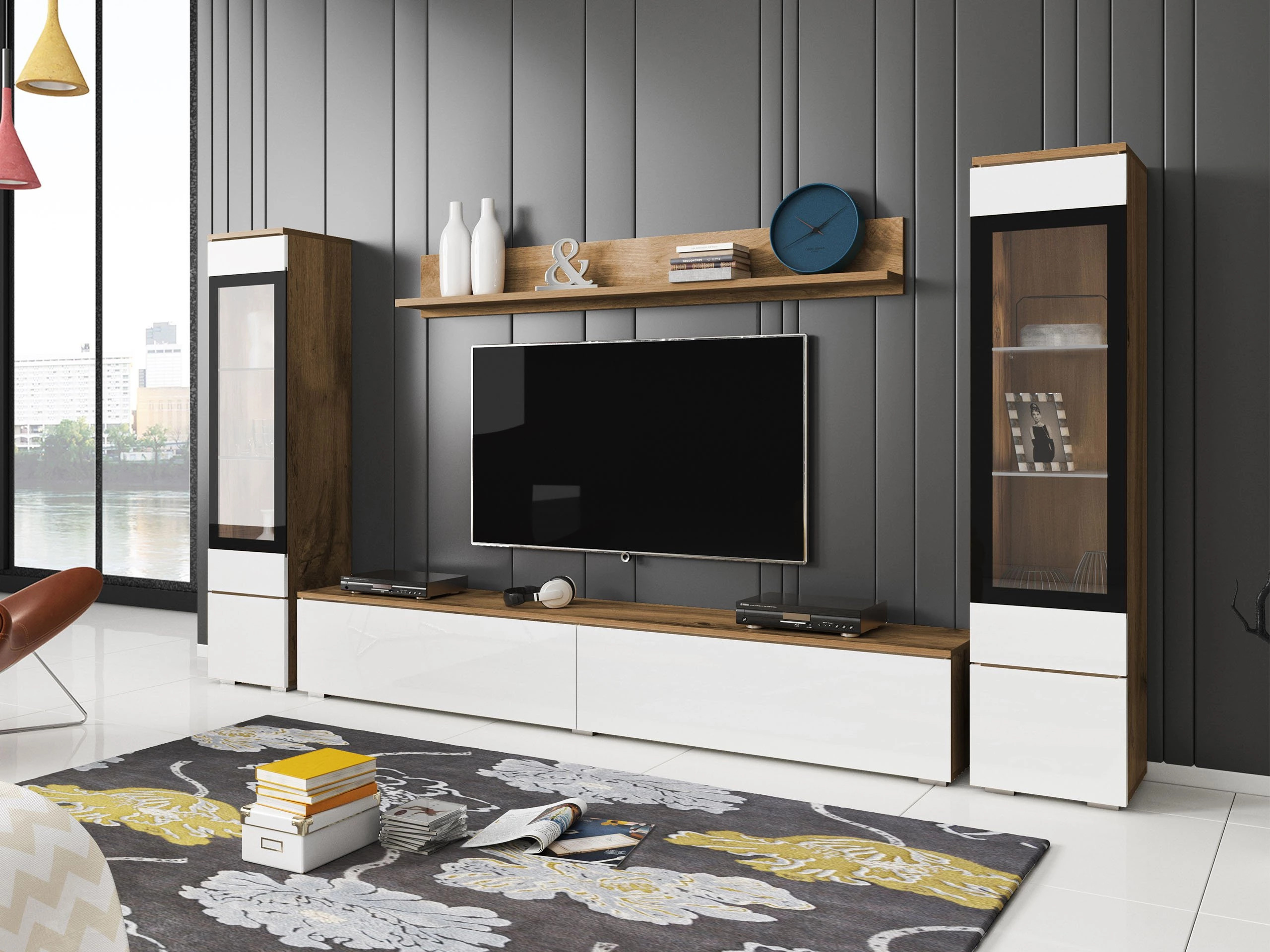 Nappali szett Sarasota 126 (Wotan tölgy + Fényes fehér)