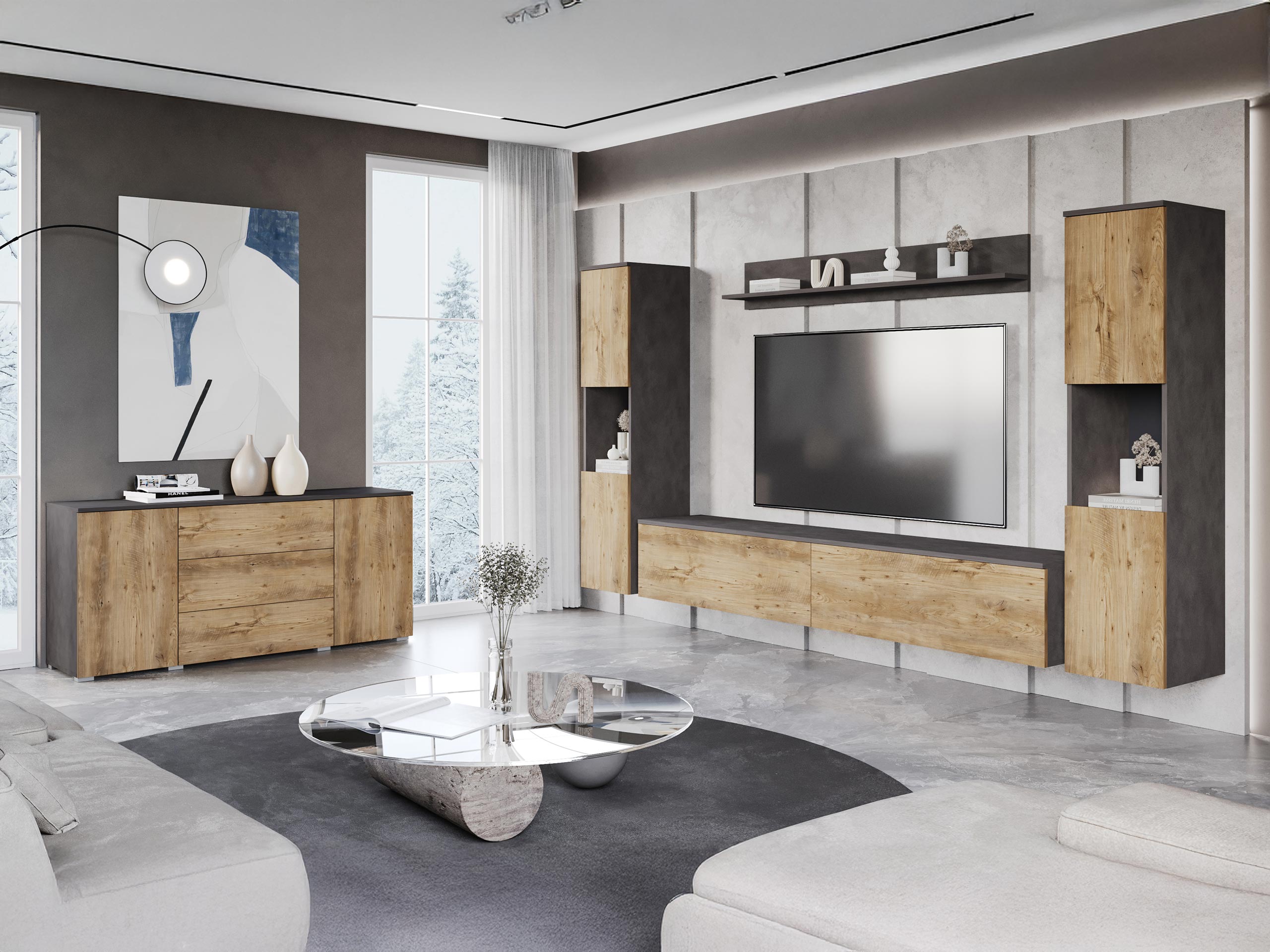 Nappali szett Sarasota 133 (Matera szürke + Gesztenye)