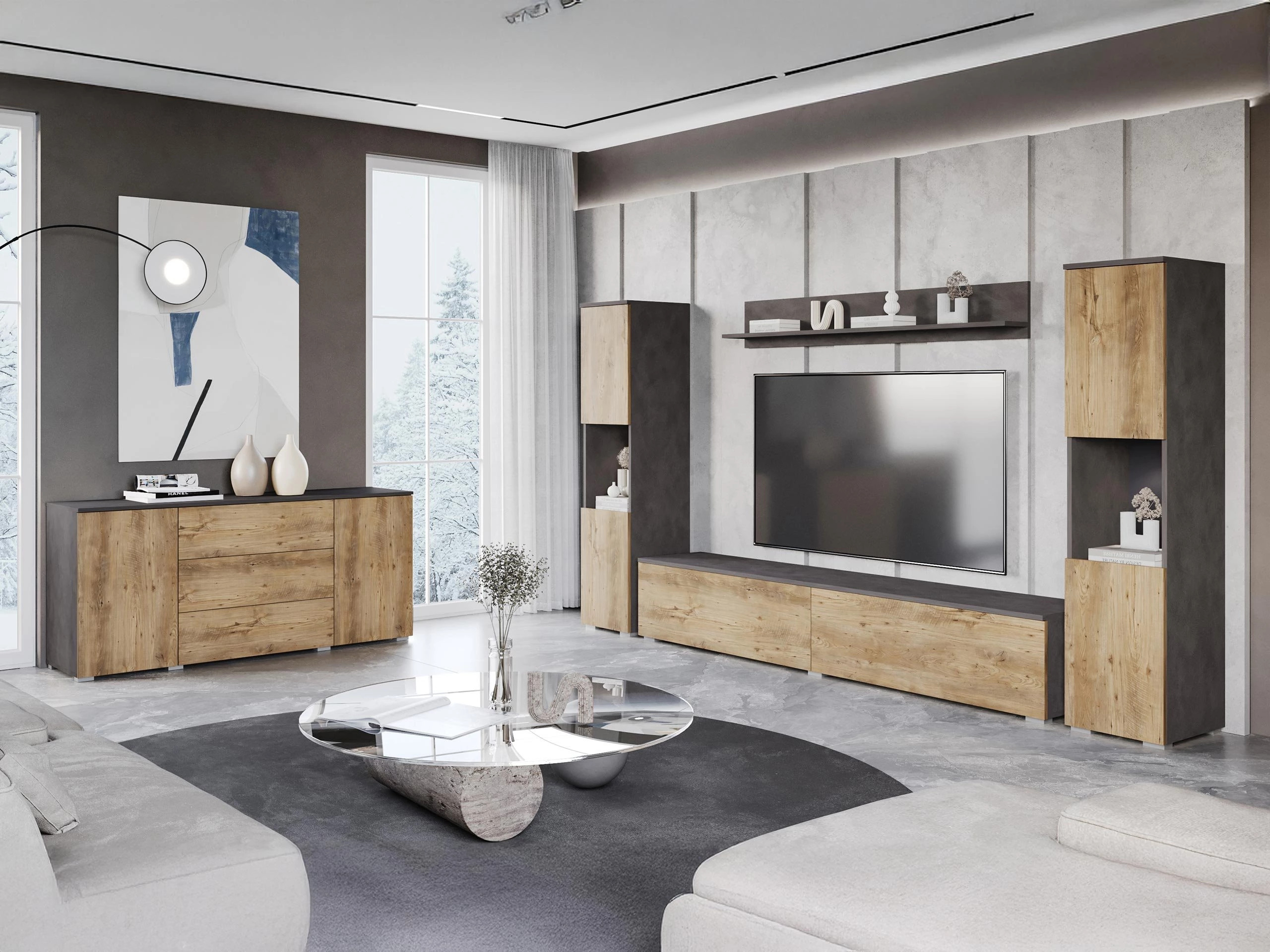 Nappali szett Sarasota 133 (Matera szürke + Gesztenye)