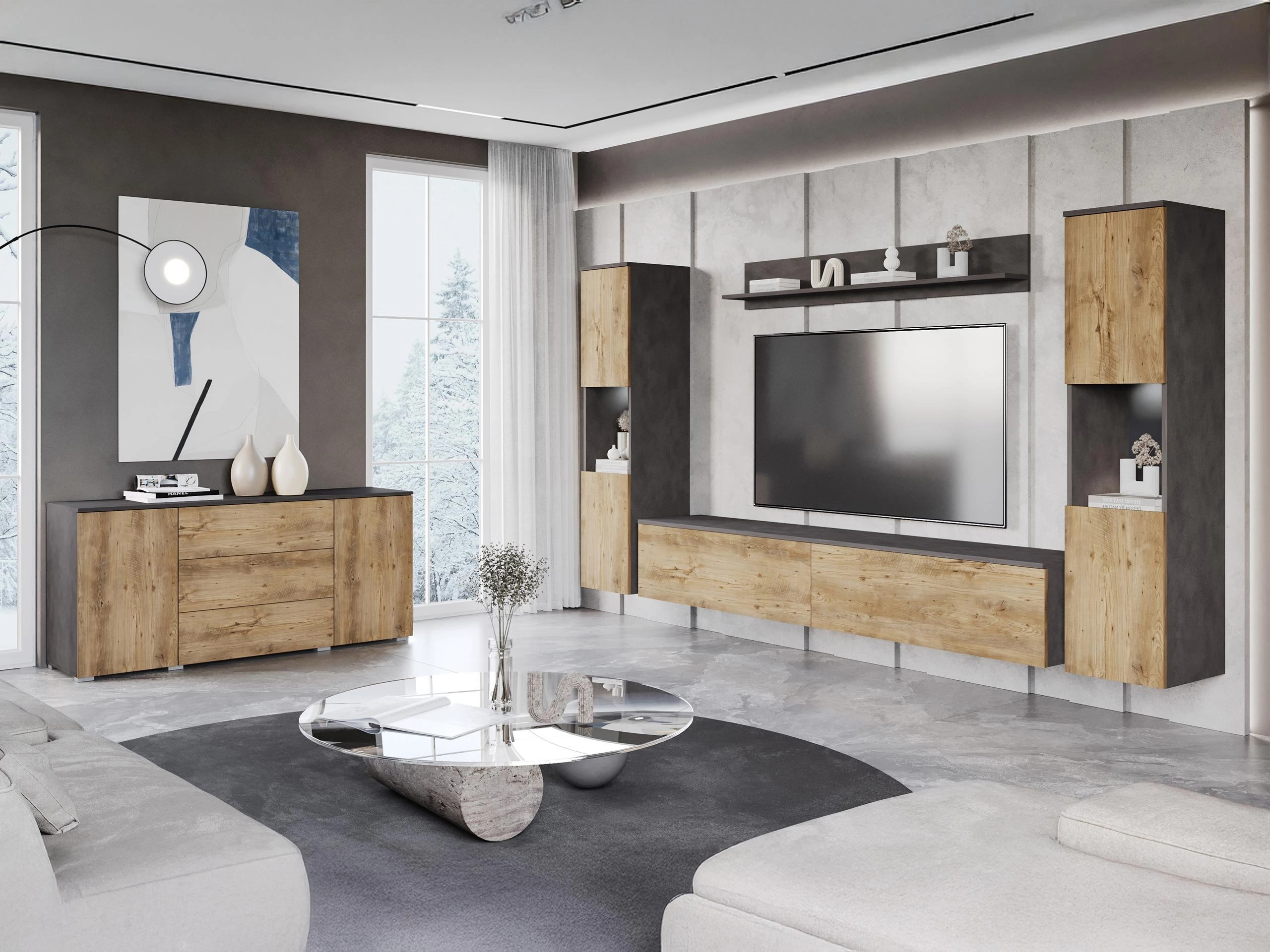 Nappali szett Sarasota 133 (Matera szürke + Gesztenye)