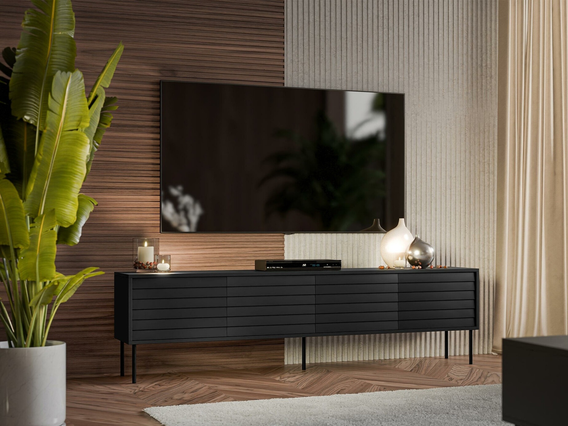 TV-állvány Flosoru 105 (Fekete)