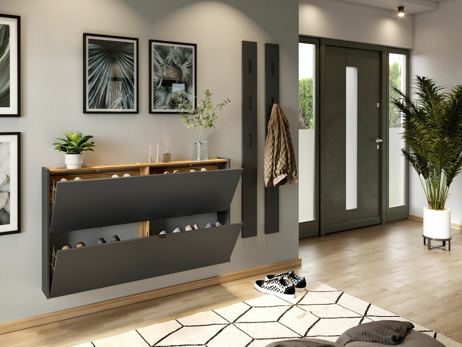 Előszoba garnitúra Cirsale 109 (Grafit + Navarra tölgy)