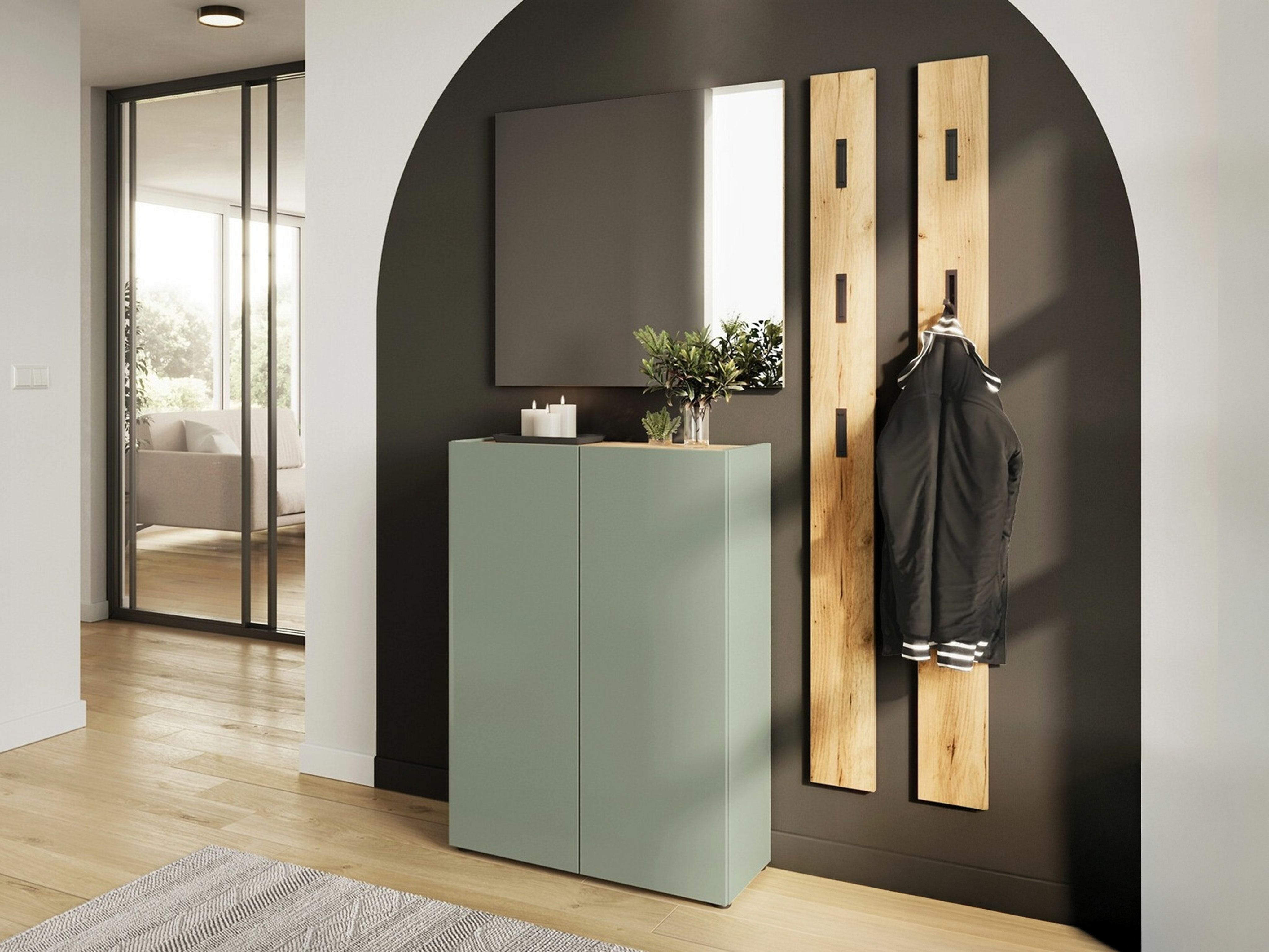 Előszoba garnitúra Lircamu 102 (Poros zöld)