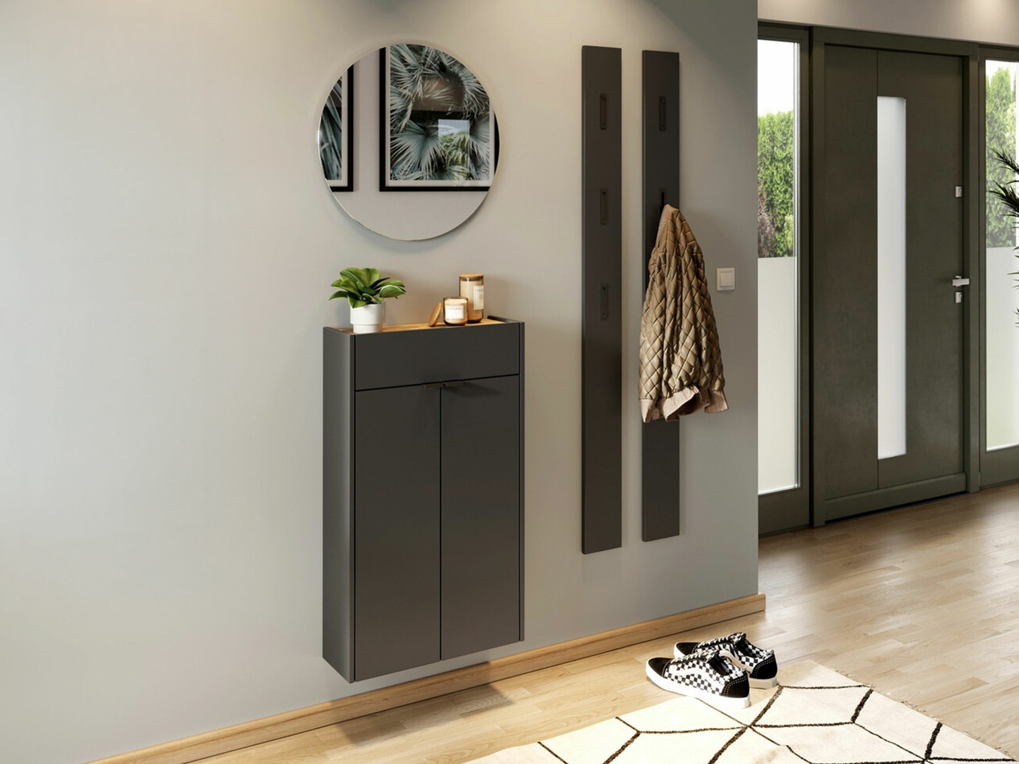 Előszoba garnitúra Cirsale 104 (Grafit + Navarra tölgy)