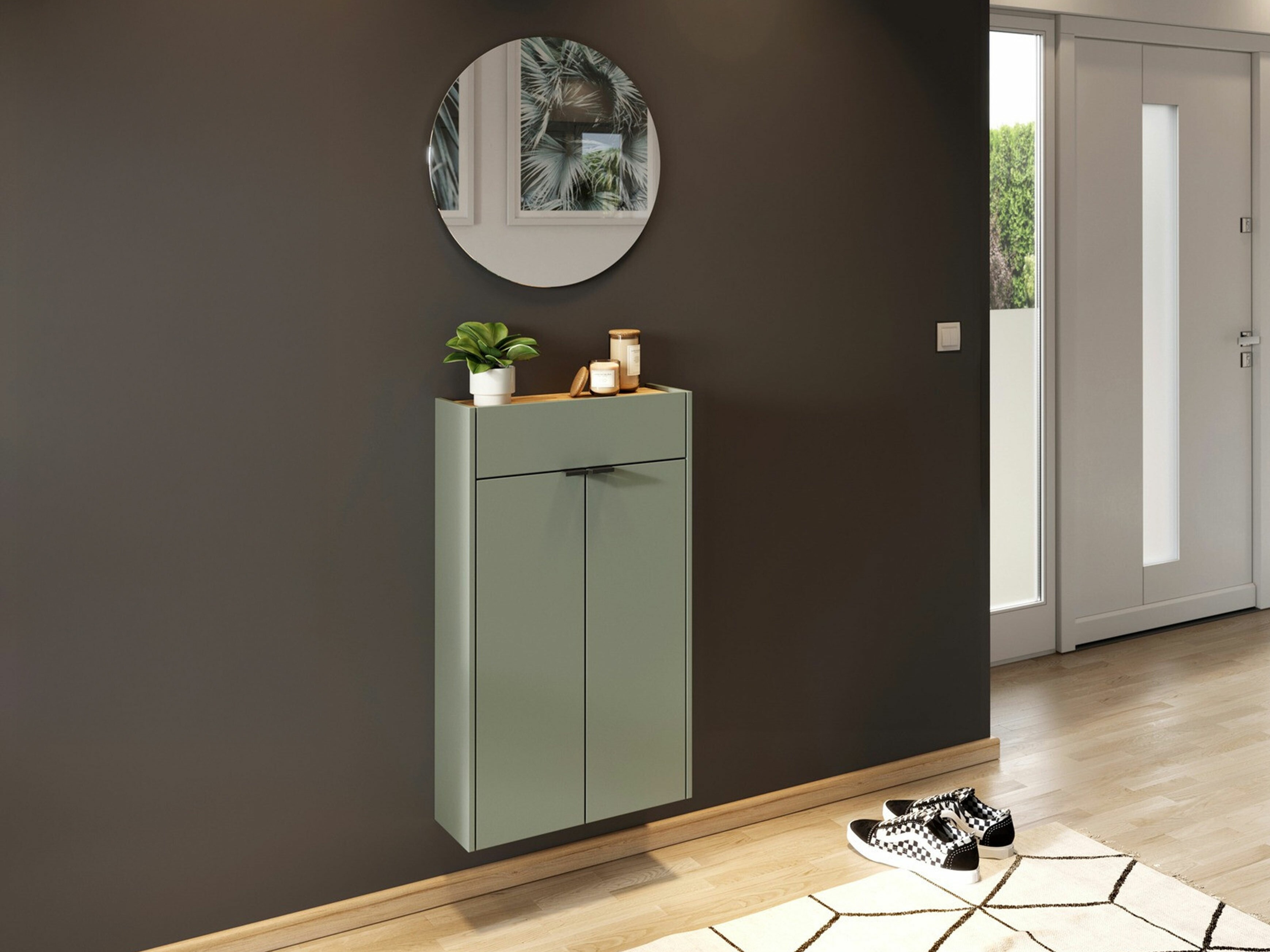 Előszoba garnitúra Cirsale 104 (Poros zöld + Navarra tölgy)