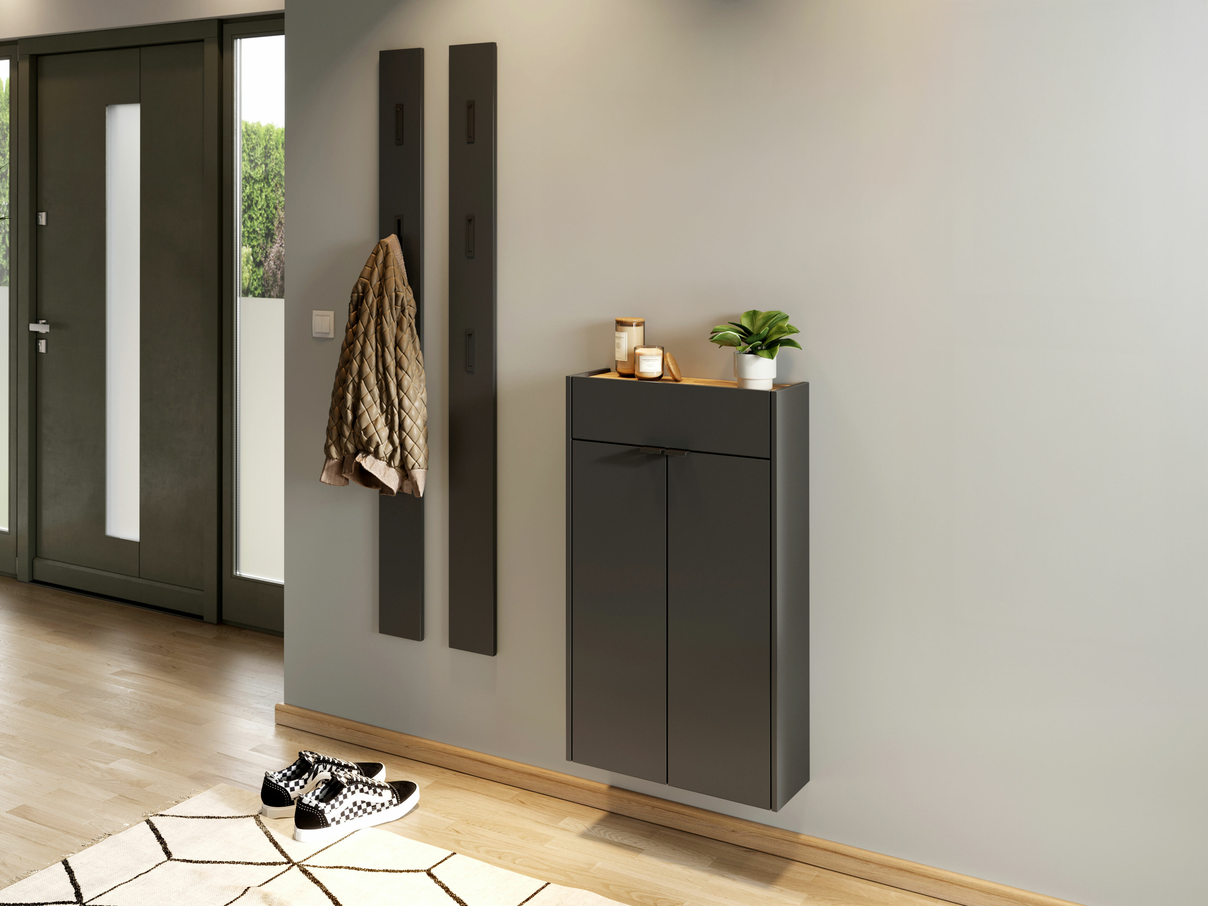 Előszoba garnitúra Cirsale 105 (Grafit + Navarra tölgy)