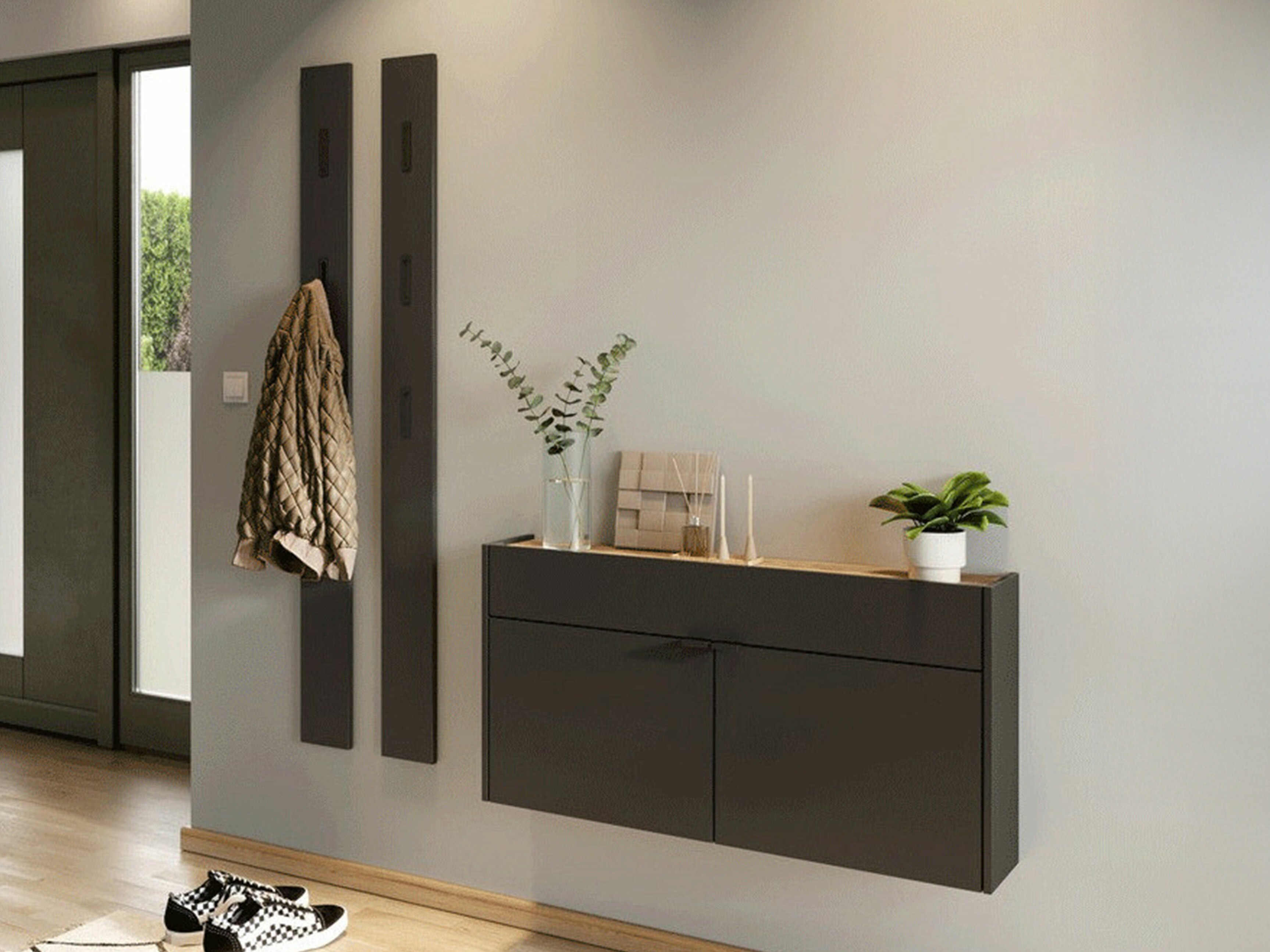 Előszoba garnitúra Cirsale 107 (Grafit + Navarra tölgy)