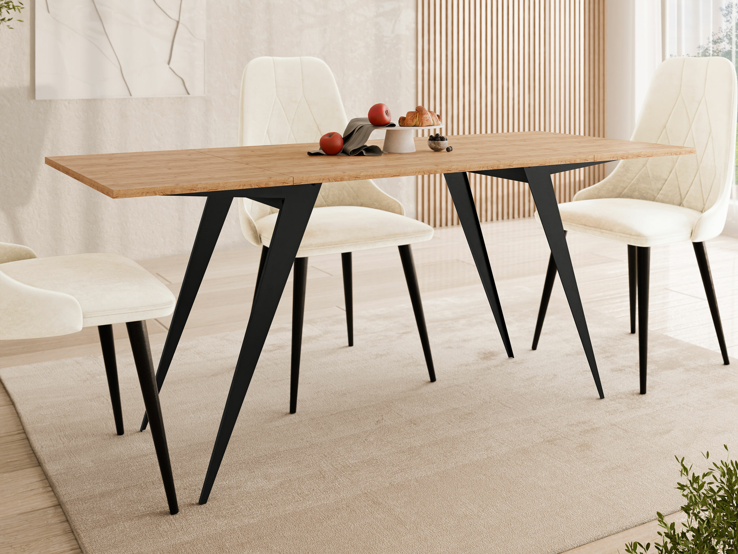 Kihajtható dohányzóasztal Oswego 150 (Kézműves aranytölgy + Fekete)