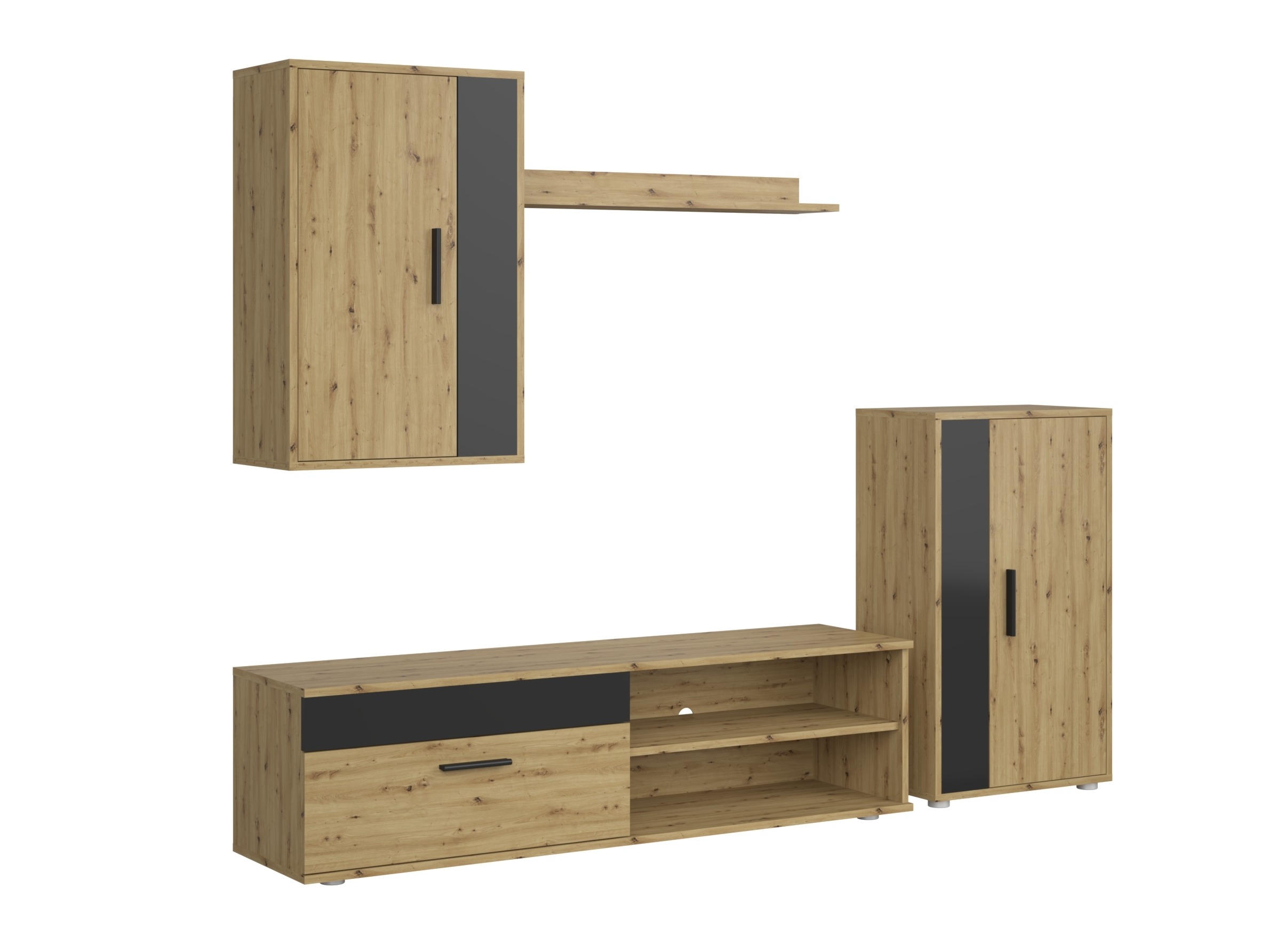 Nappali szett Houston 2087 (Fekete + Artisan tölgy)