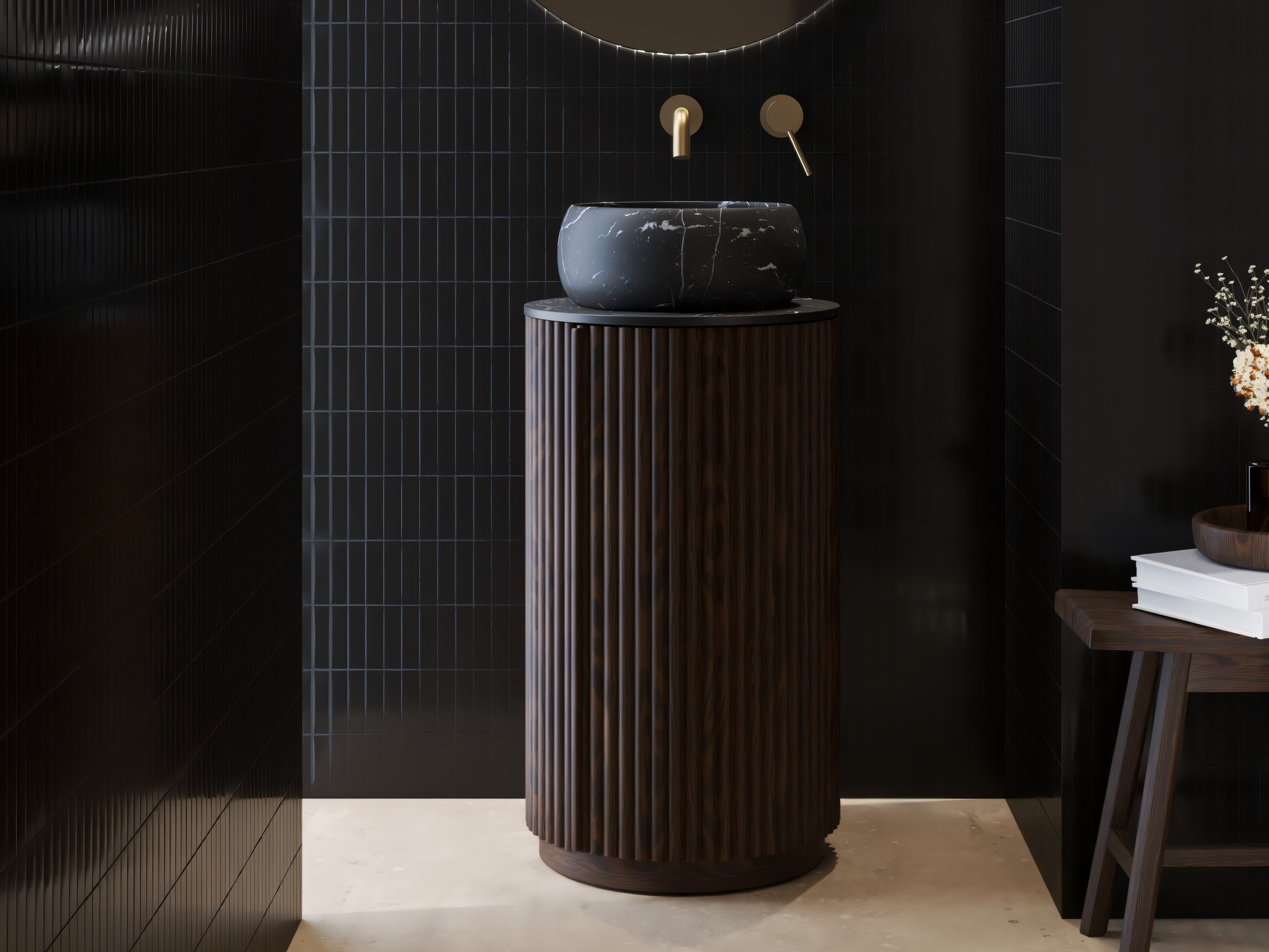 Mosdó alatti álló szekrény Burleson 503 (Dió + Fekete)