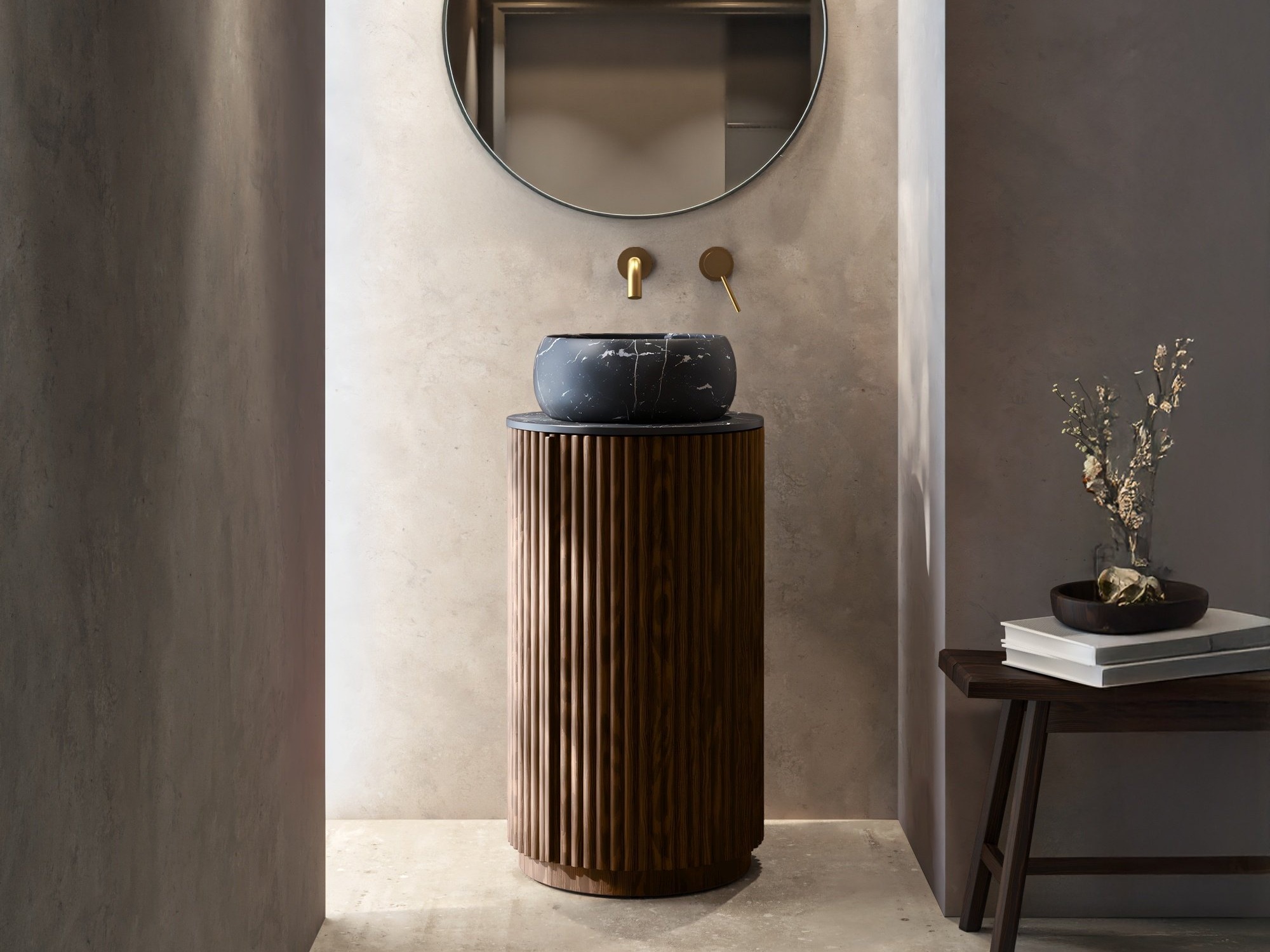 Mosdó alatti szekrény Burleson 503 (Dió + Fekete)