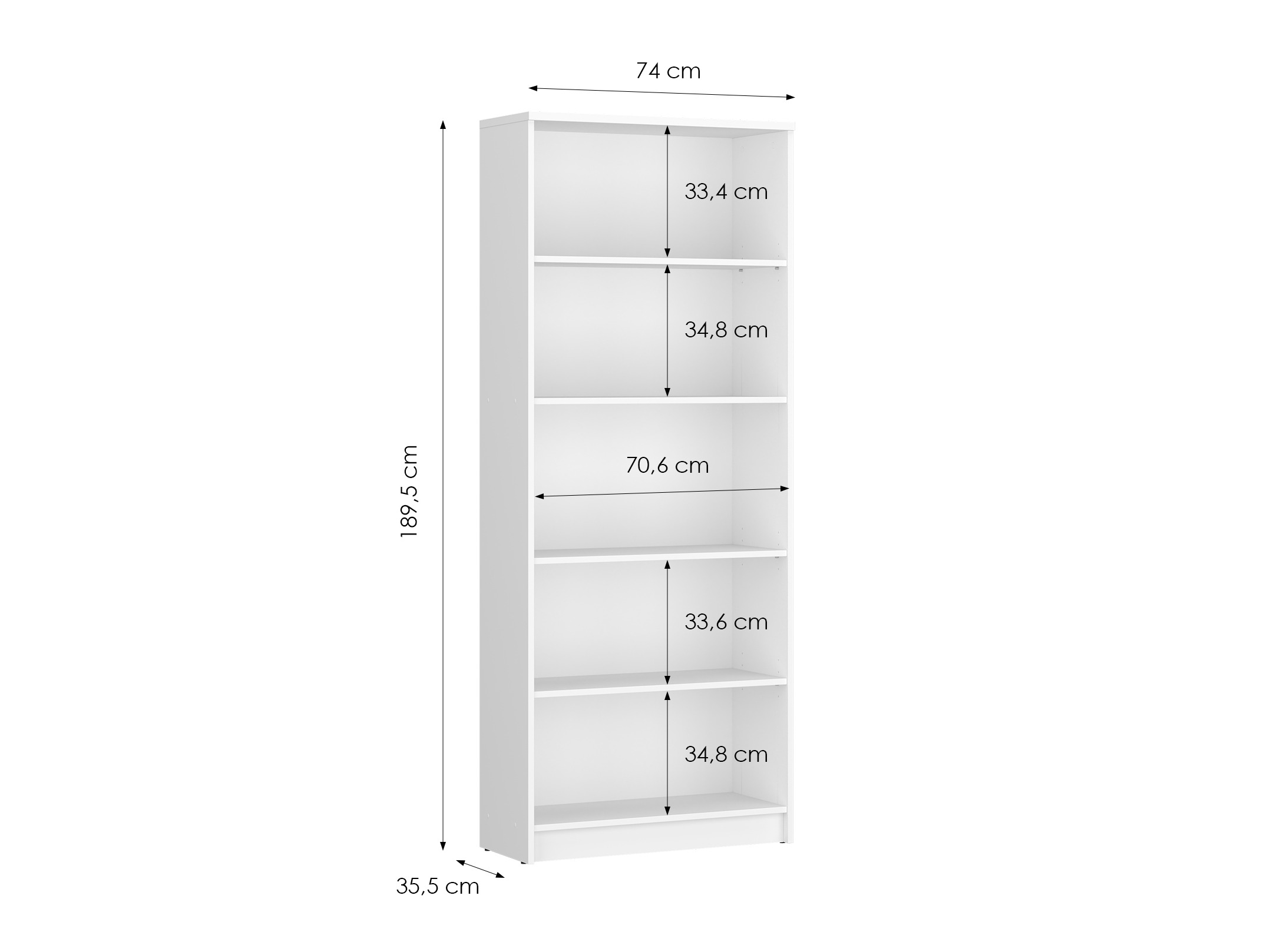 Könyvespolc Ontario 194 (Fehér)
