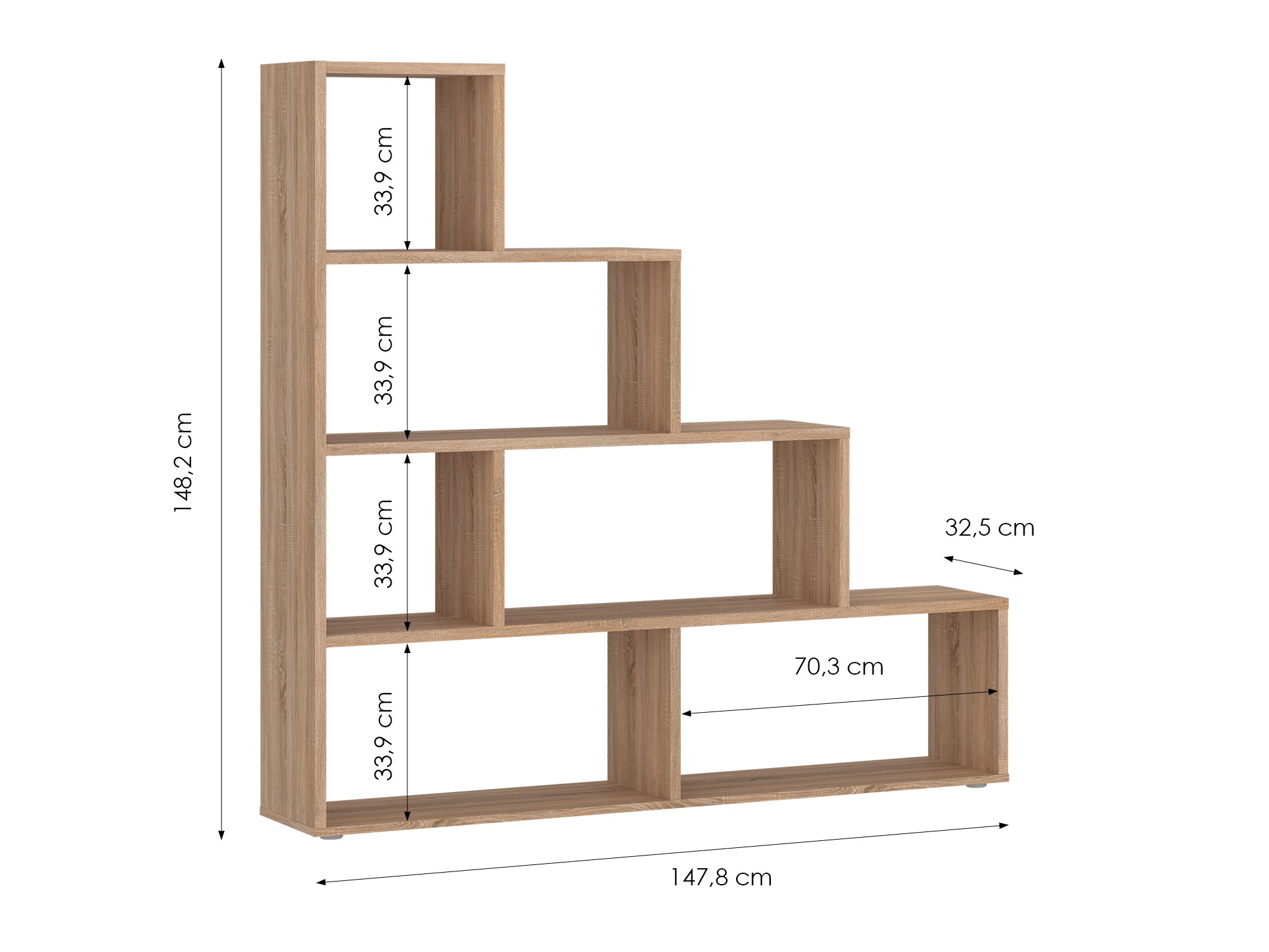 Könyvespolc Ontario 198 (Sonoma tölgy)