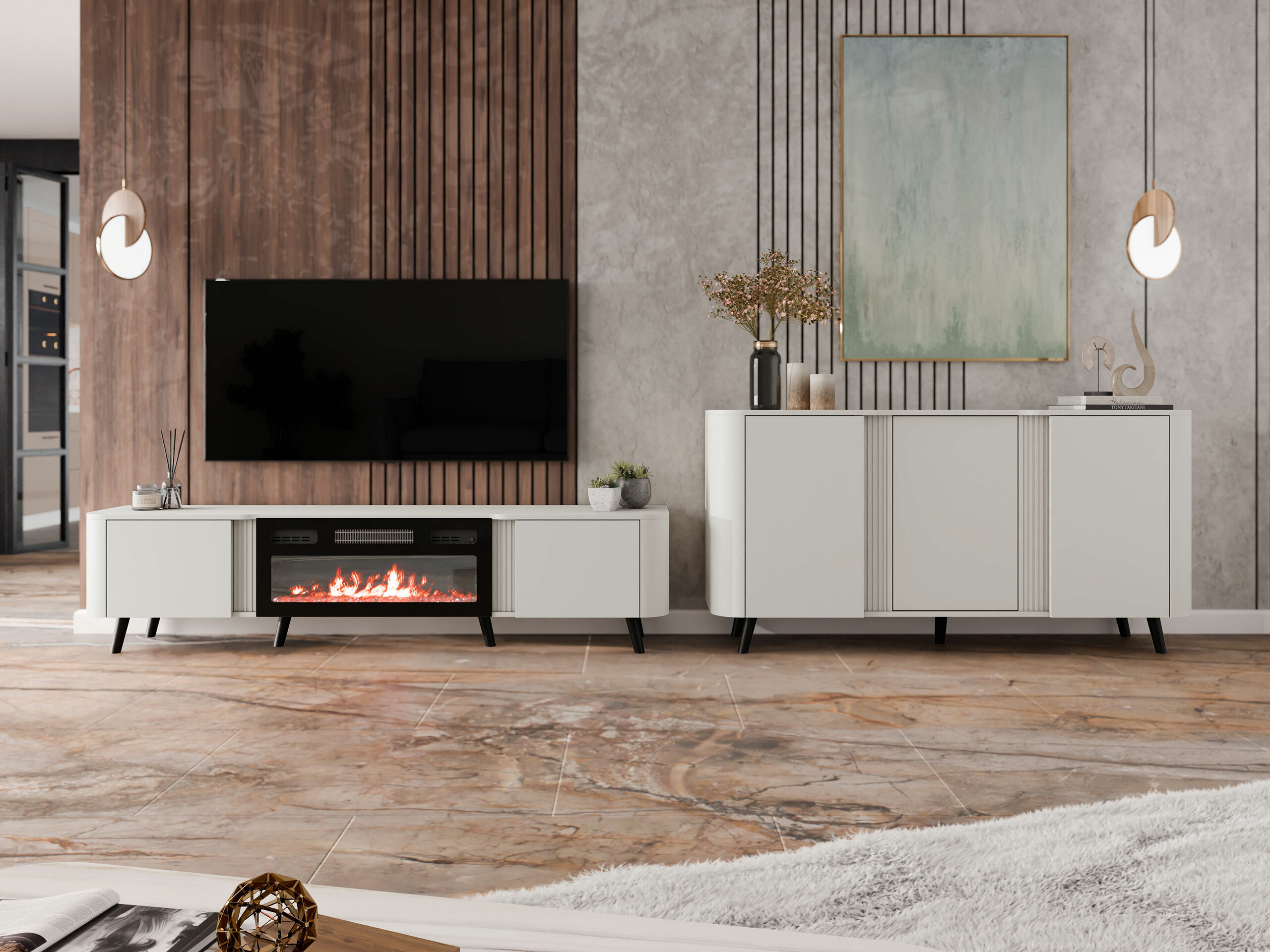 TV-állvány Modus (Kasmír + Fekete)