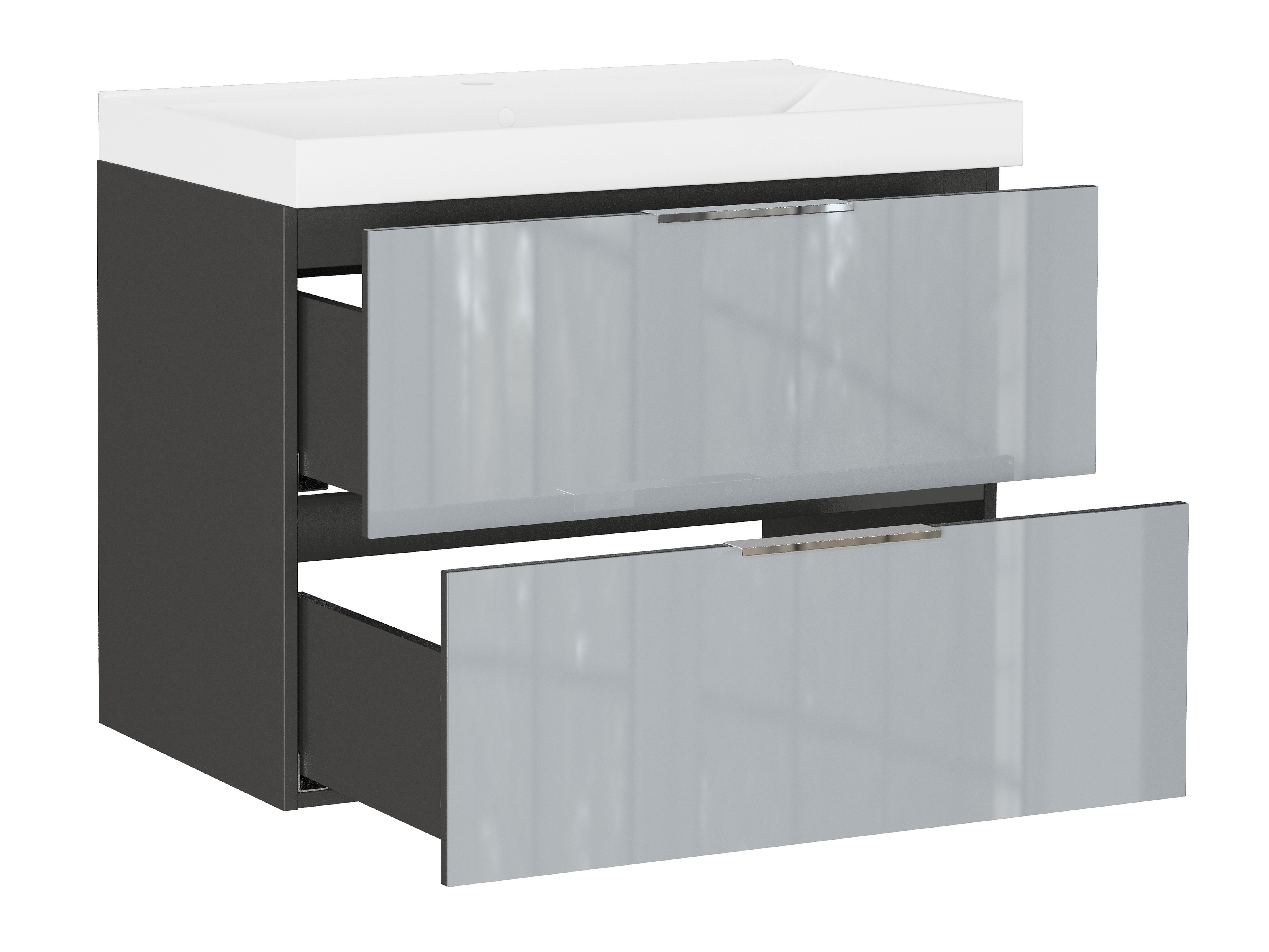 Fali szekrény mosdónak Sacramento 528 (Fényes szürke)