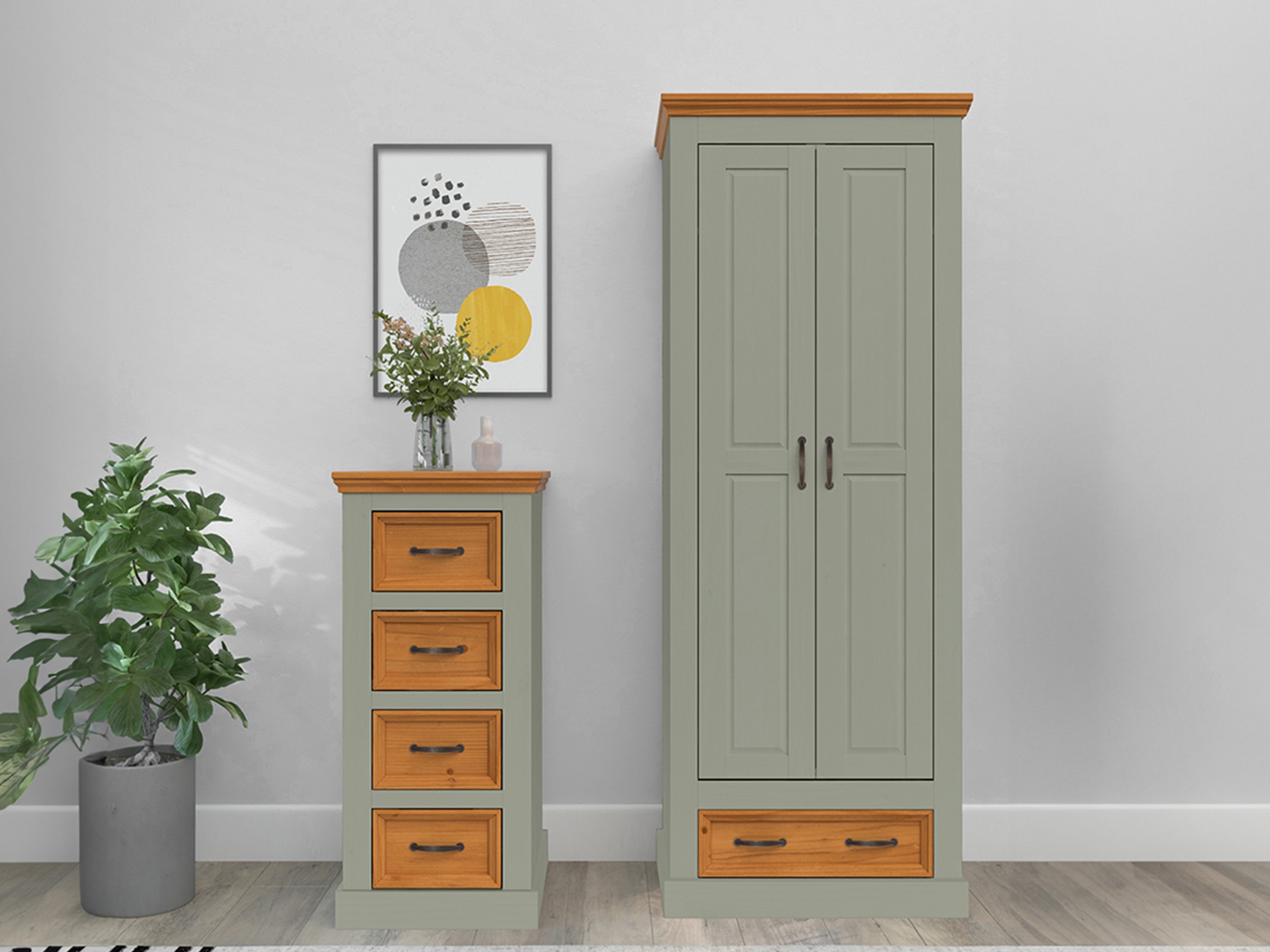 Gardróbszekrény Tolelio 124 (Zöld + Fenyő)