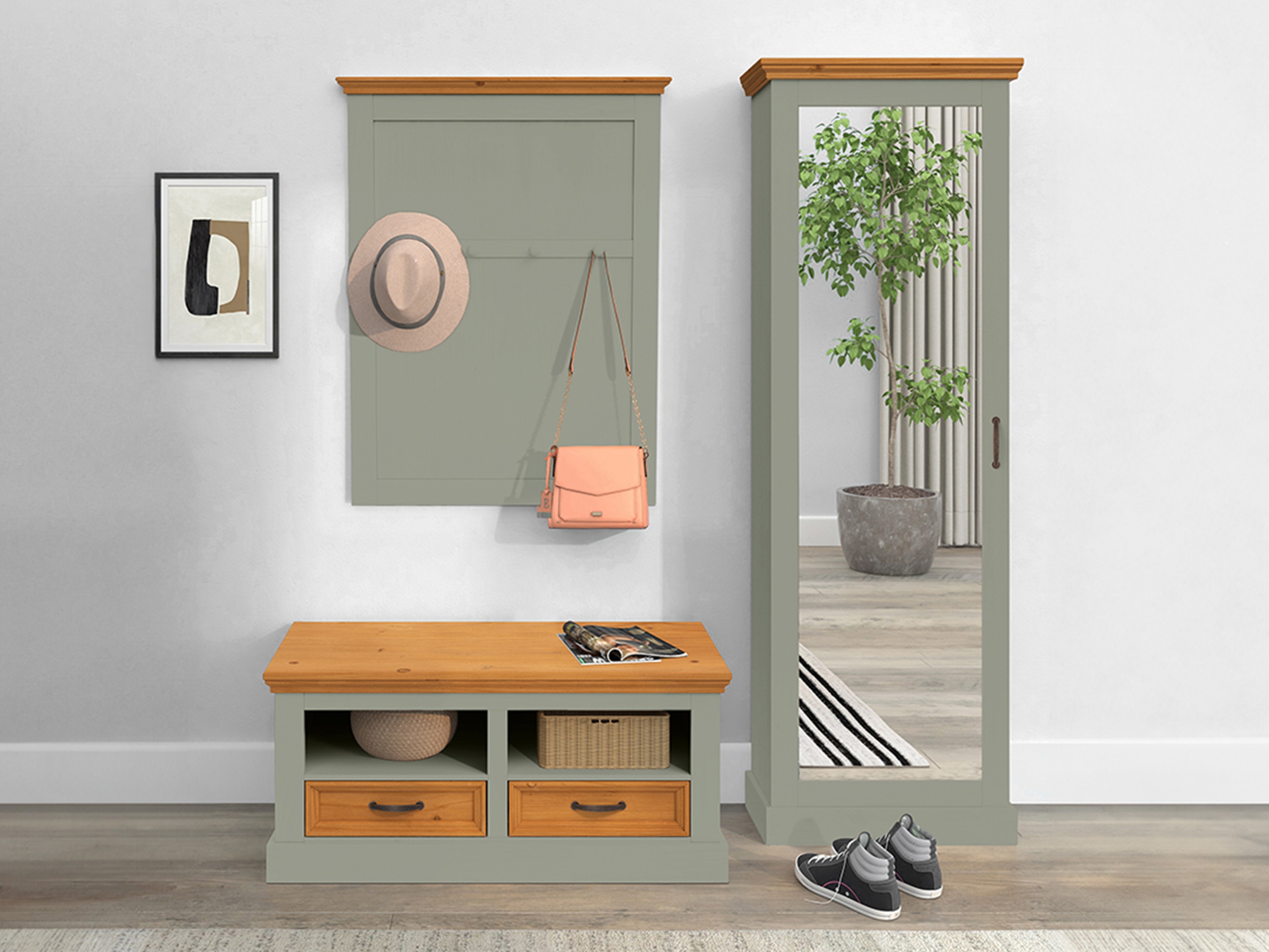 Komód Tolelio 128 (Zöld + Fenyő)