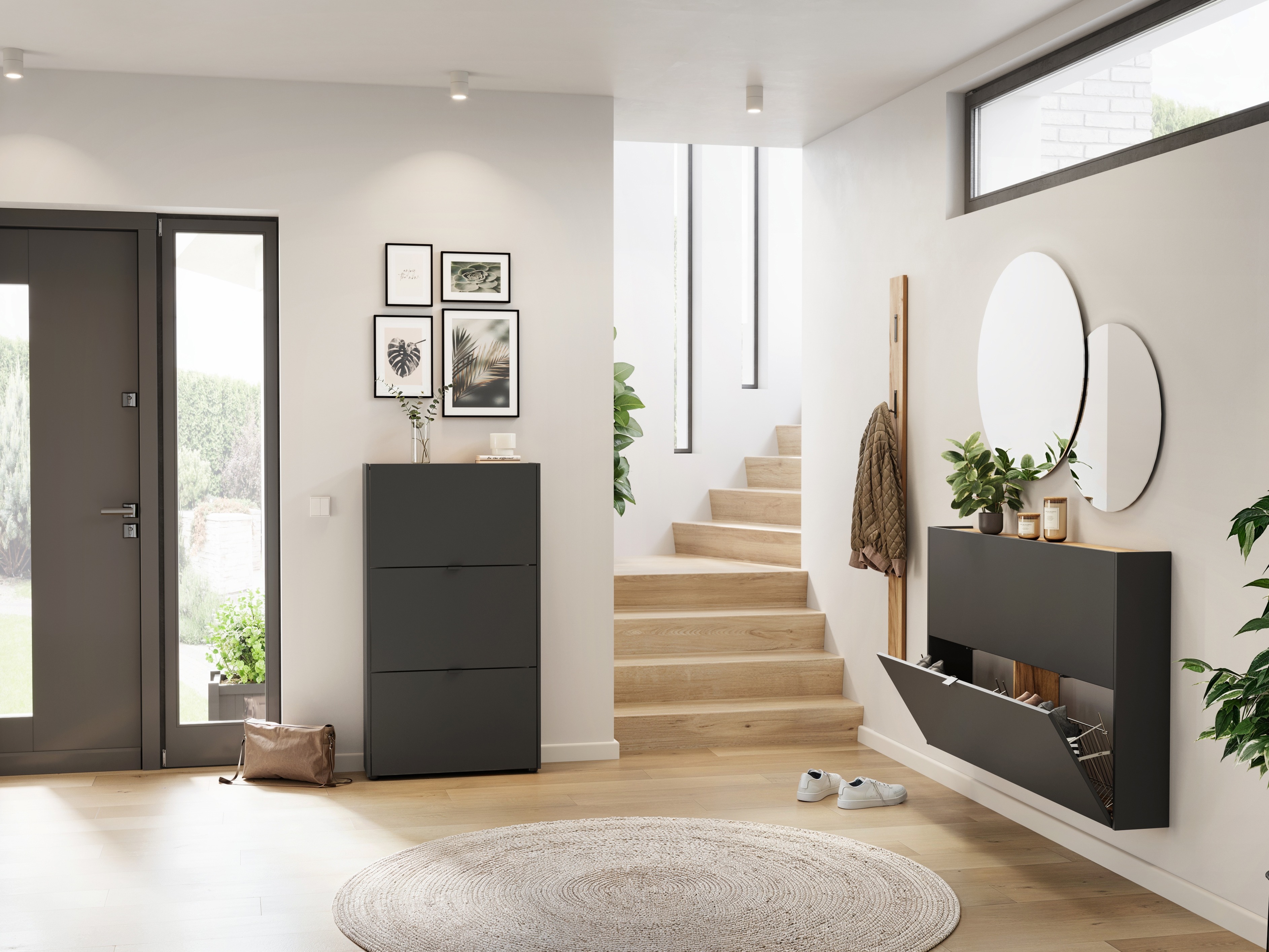 Cipőtároló Cirsale 113 (Navarra tölgy + Grafit)