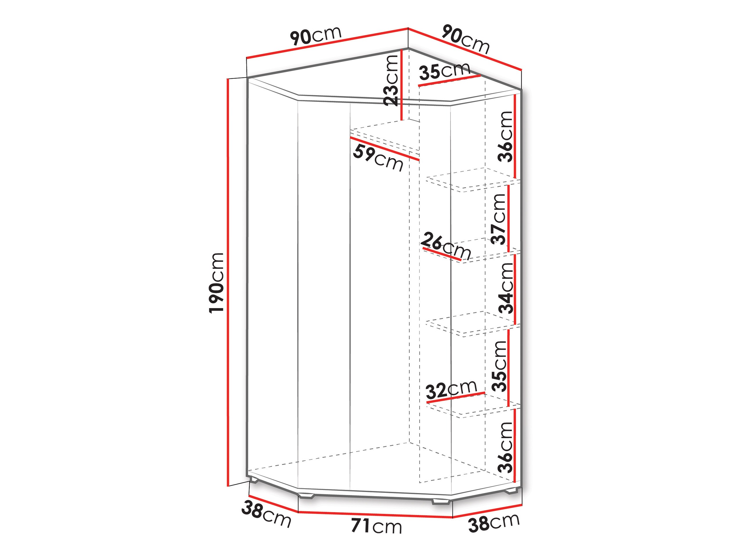 Sarokszekrény Camteso 100 (Fekete + Tölgy + Bézs)