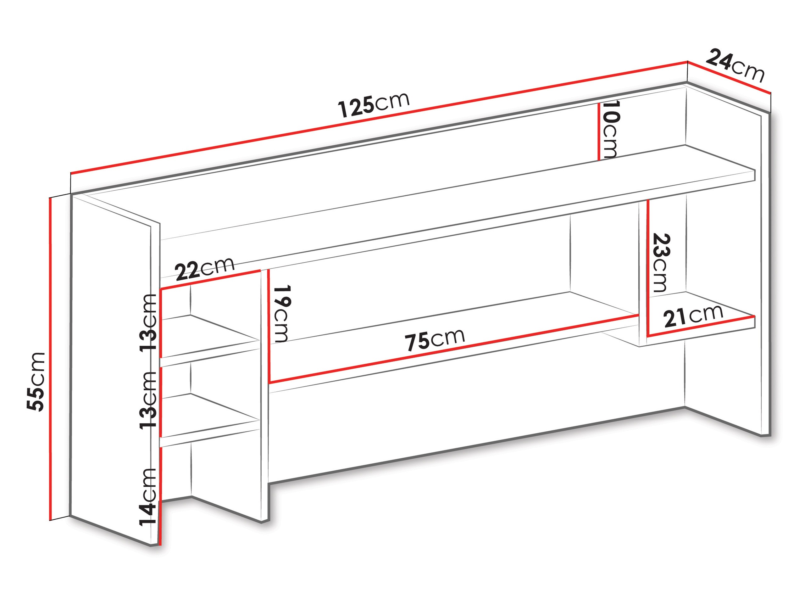 Fali polc Camteso 109 (Fehér + Tölgy + Türkiz)