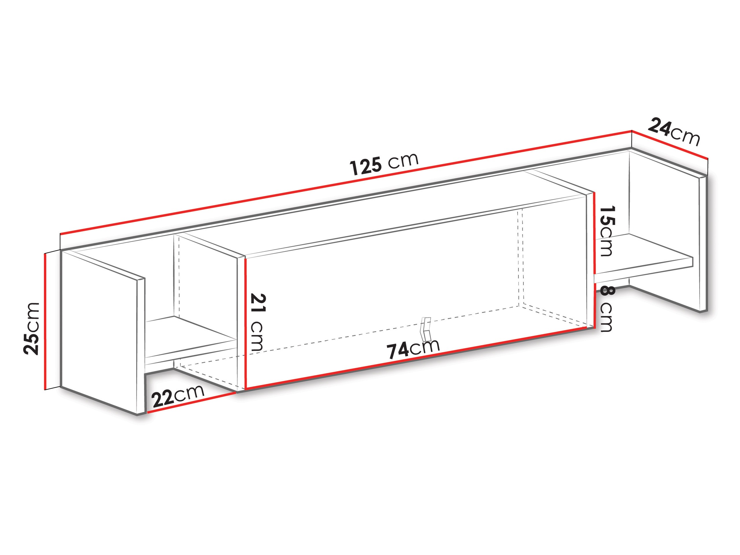 Fali polc Camteso 110 (Fehér + Tölgy + Türkiz)