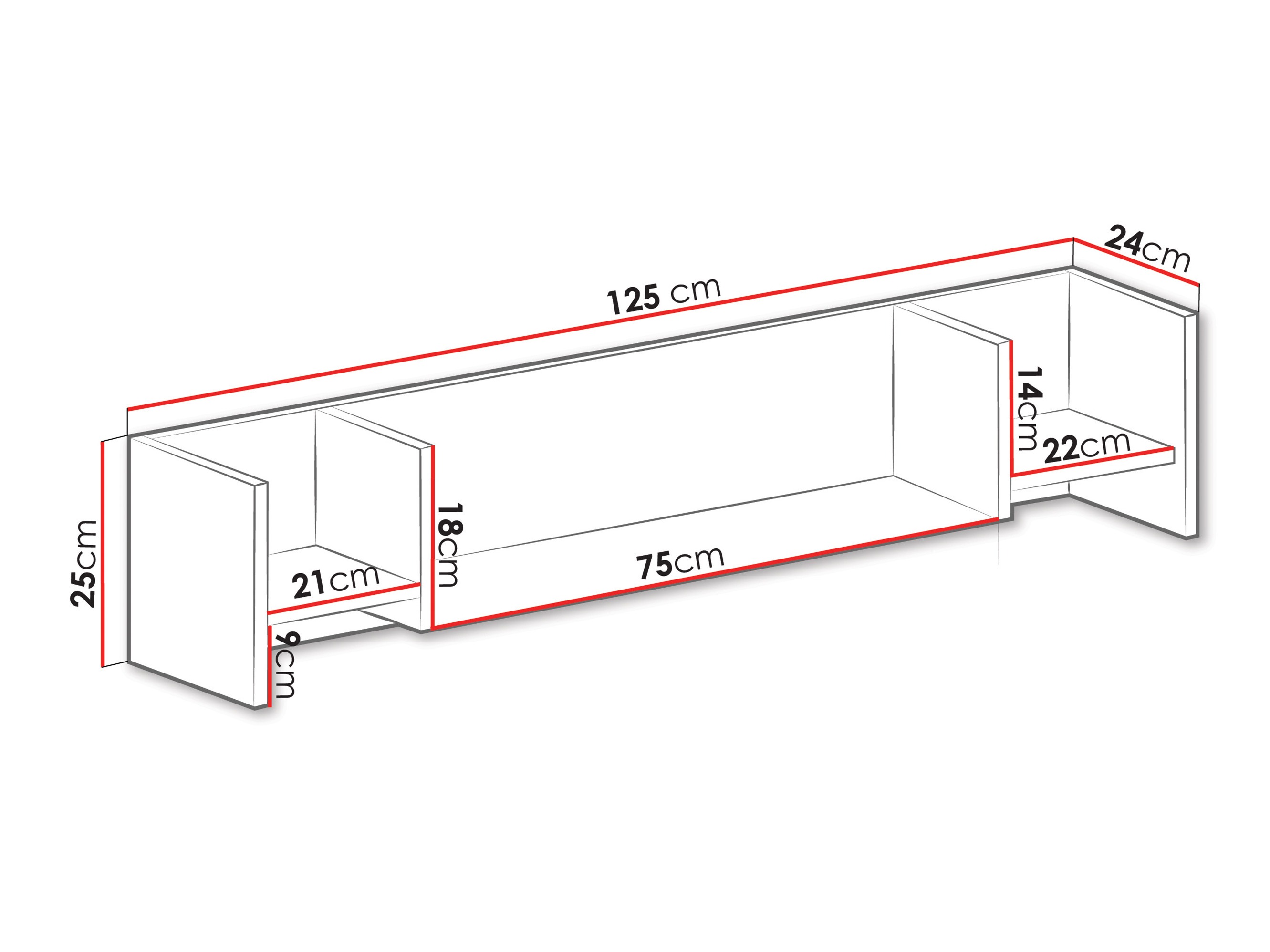 Fali polc Camteso 111 (Fehér + Tölgy + Türkiz)