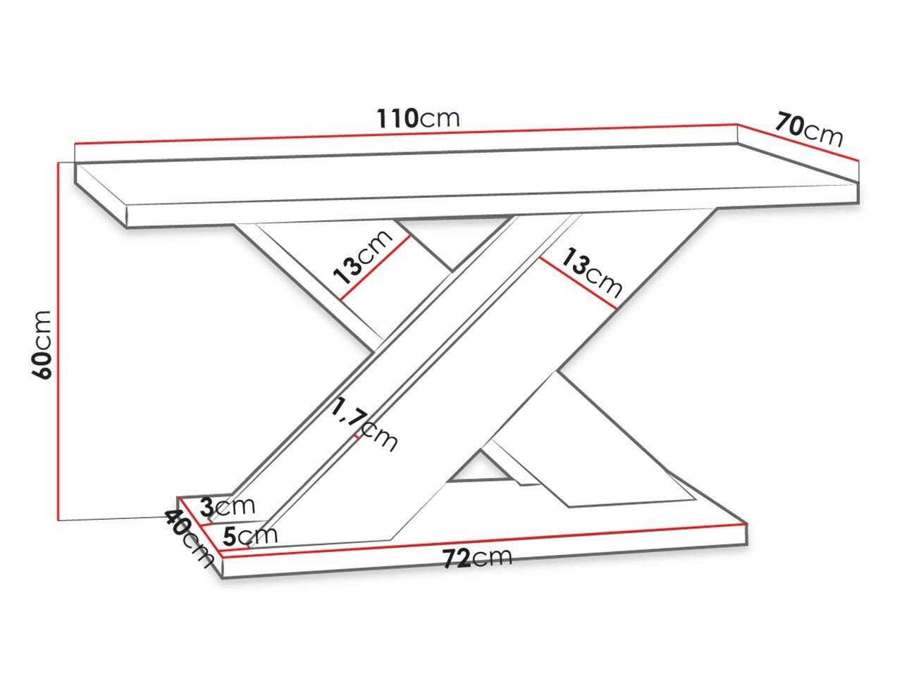 Dohányzóasztal Goodyear 116 (Fényes fekete + Beton)