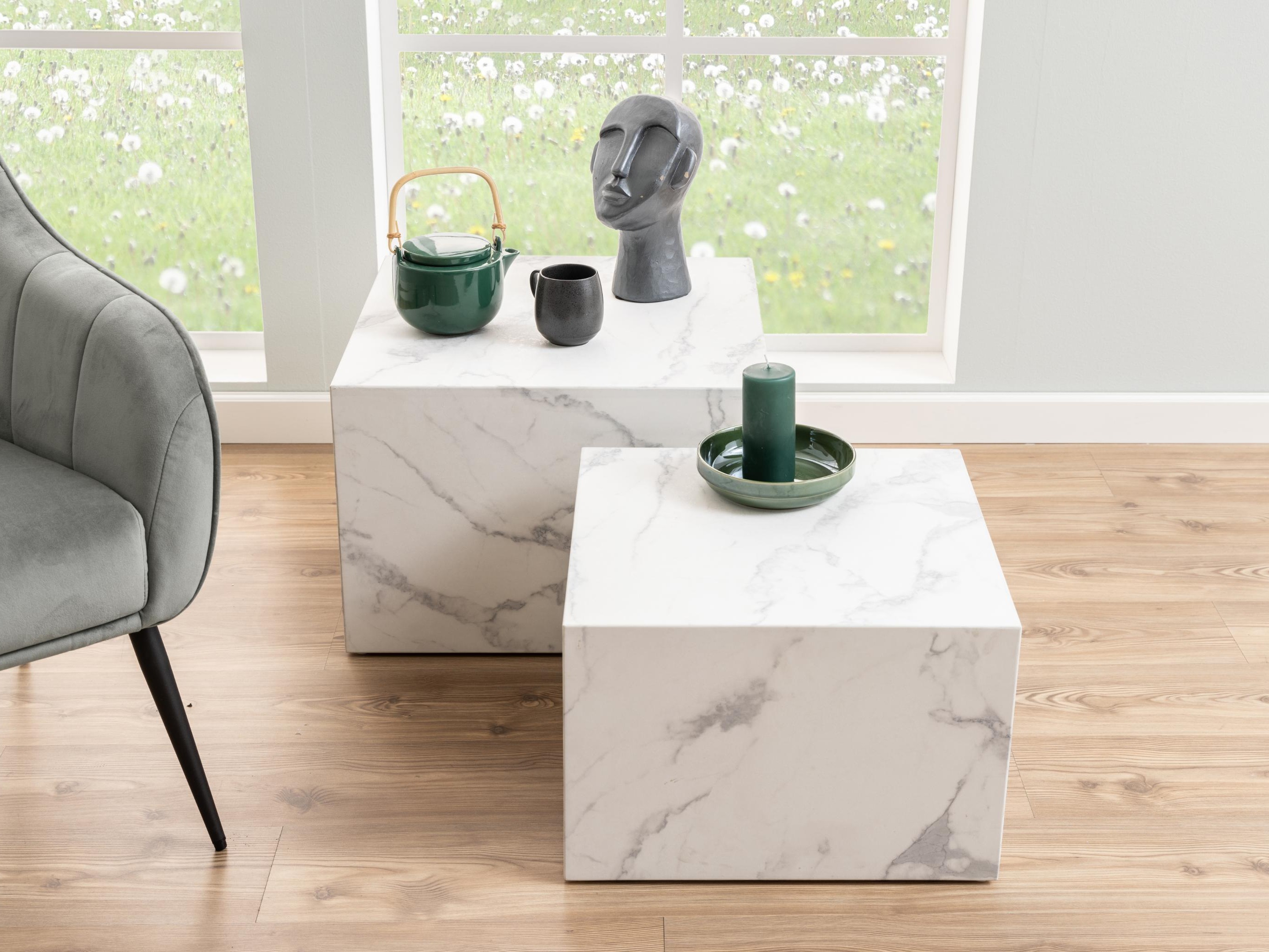 Dohányzóasztal szett Norsica 603 (Fehér márvány)