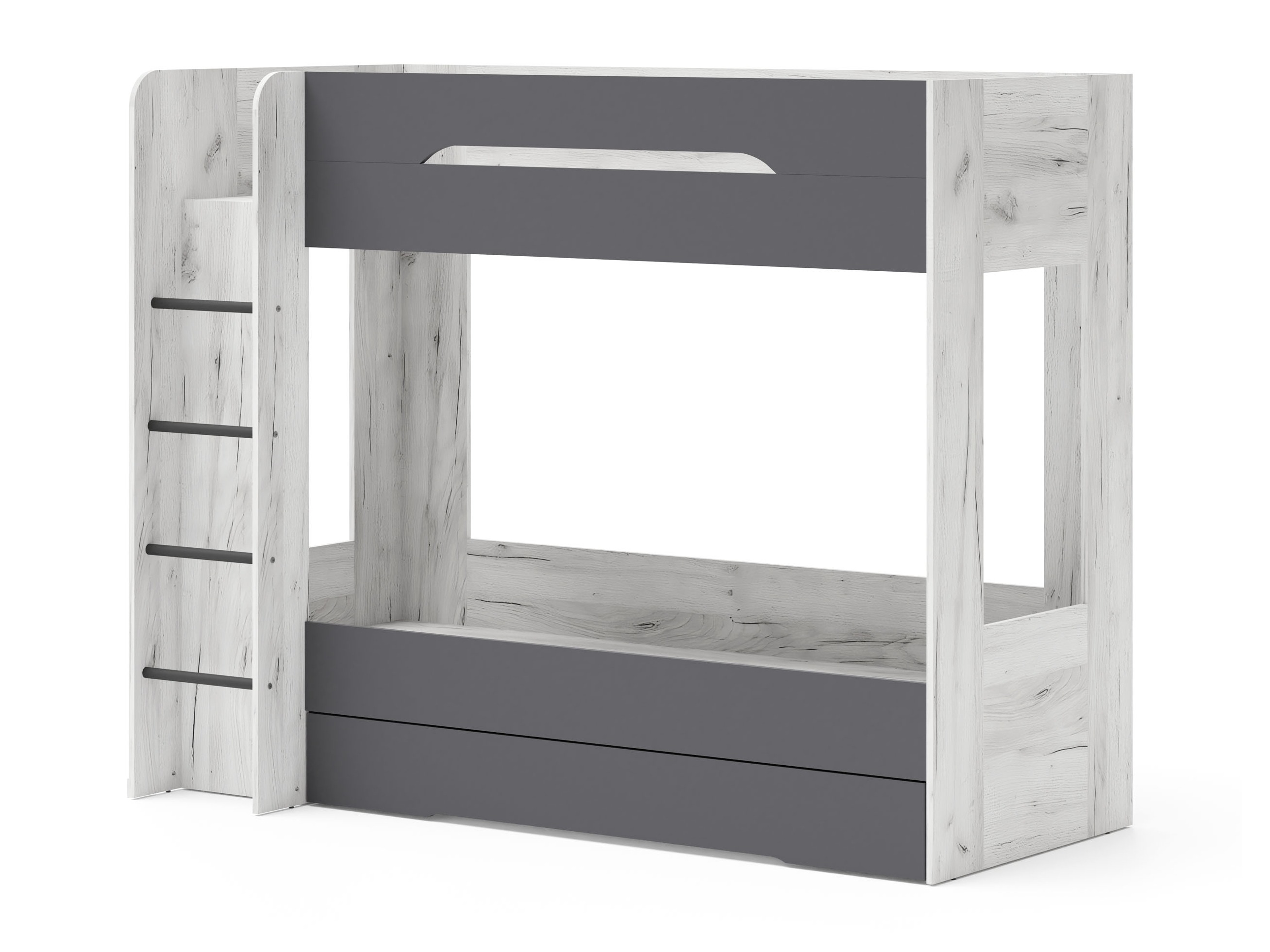 Emeletes ágy Elitenu 103 (Kézműves fehér + Grafit)