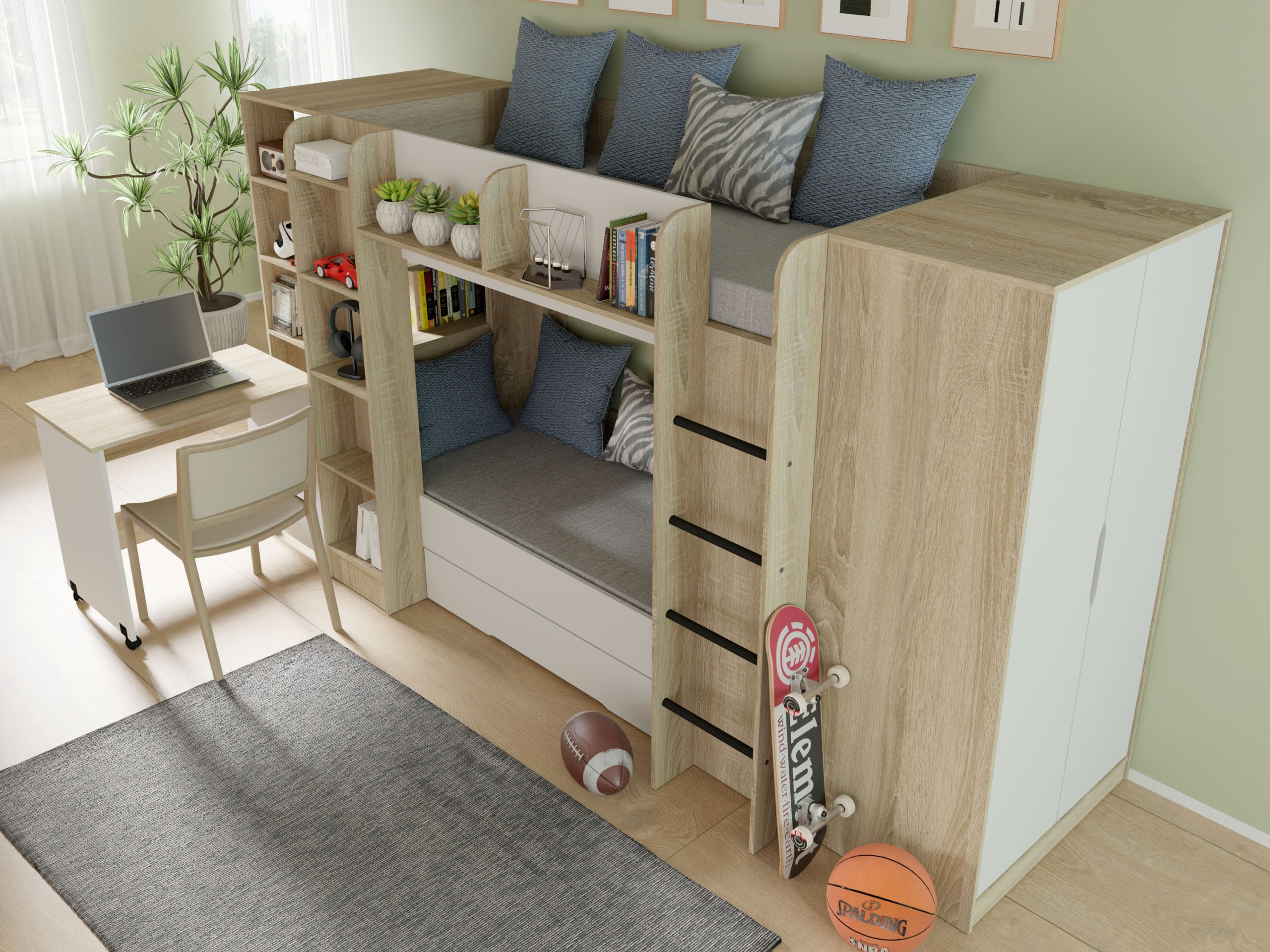 Íróasztal Elitenu 100 (Sonoma tölgy + Fehér)