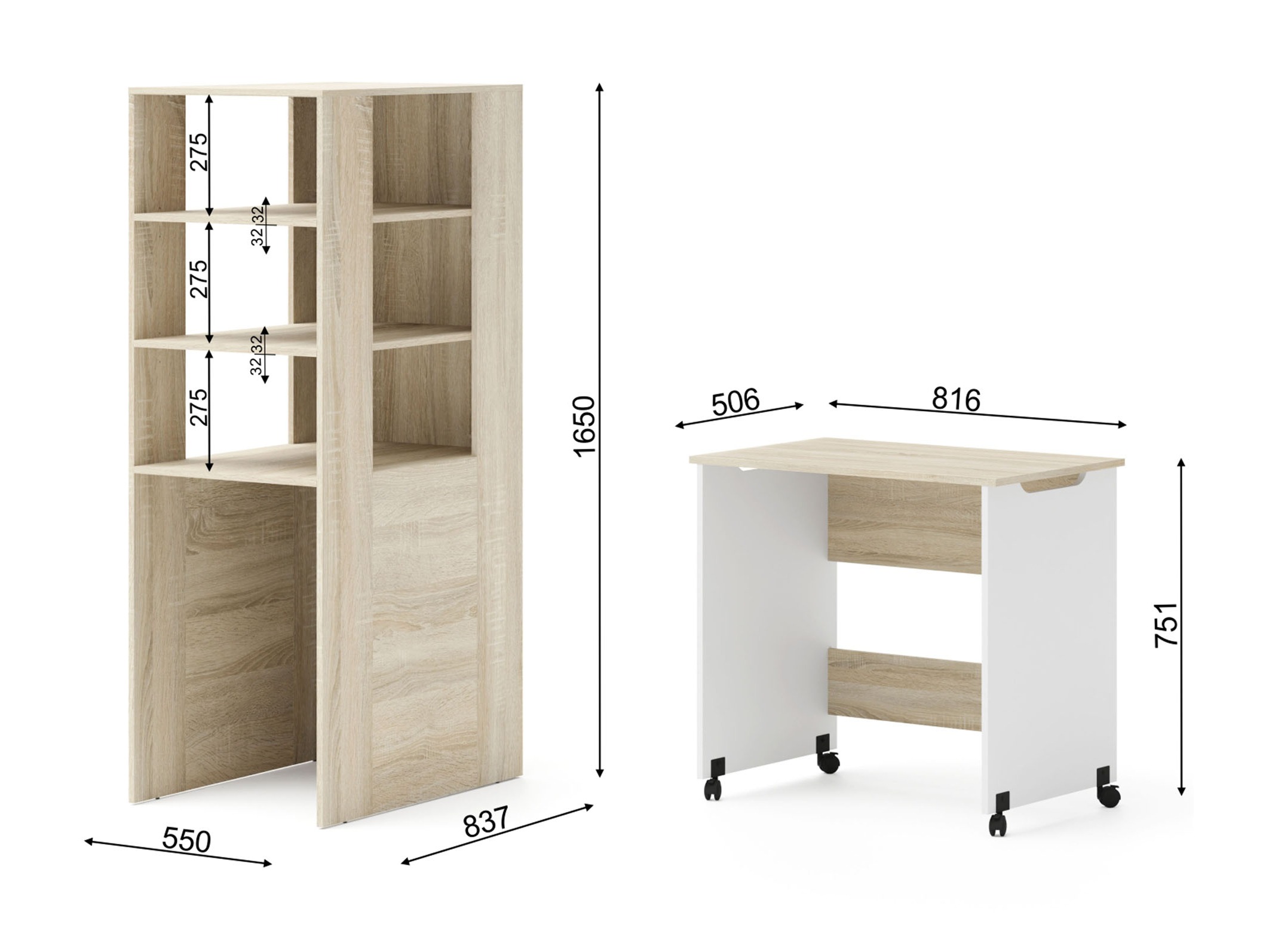 Íróasztal Elitenu 100 (Sonoma tölgy + Fehér)