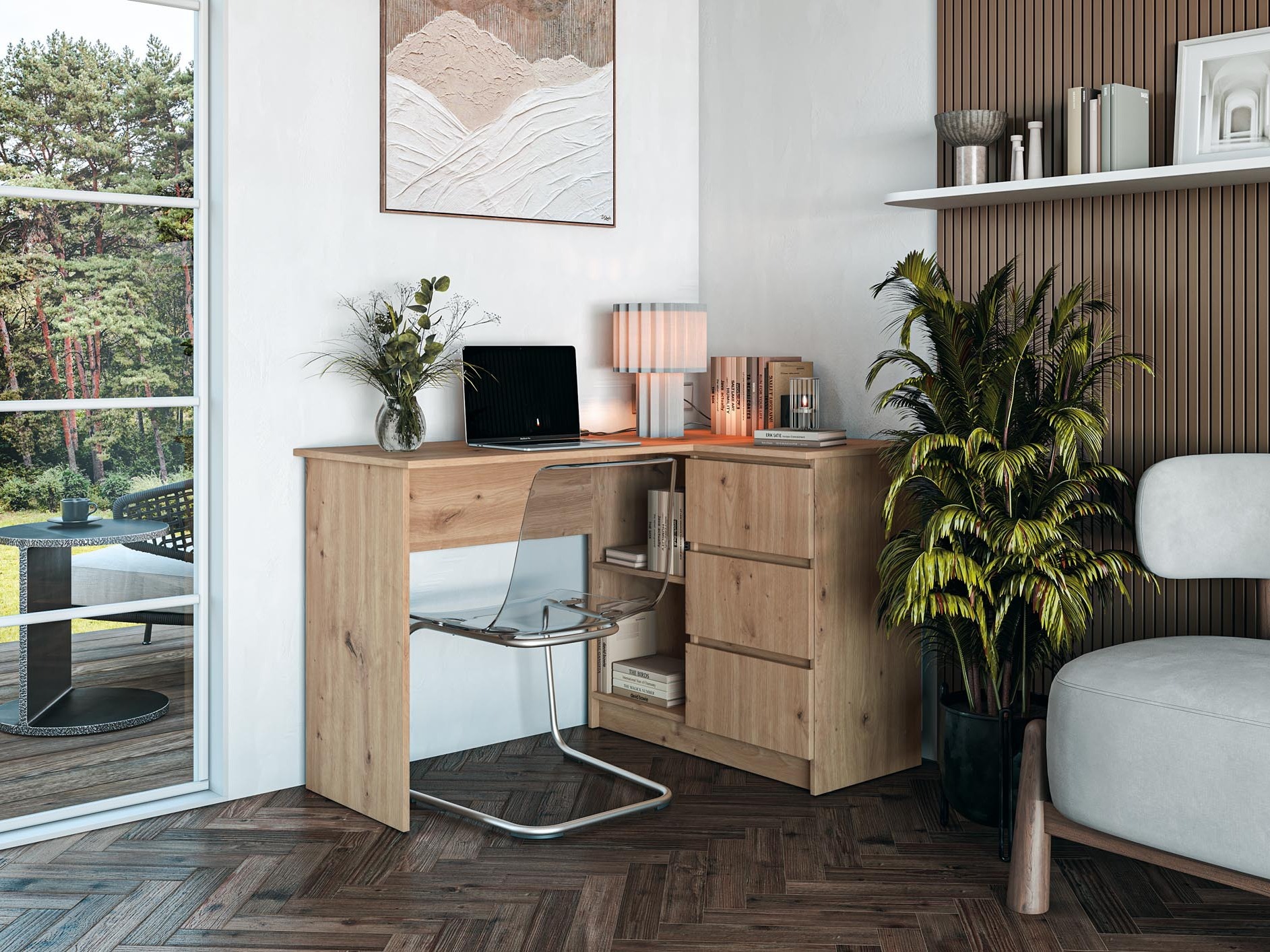 Sarok íróasztal Houston 1950 (Artisan tölgy)