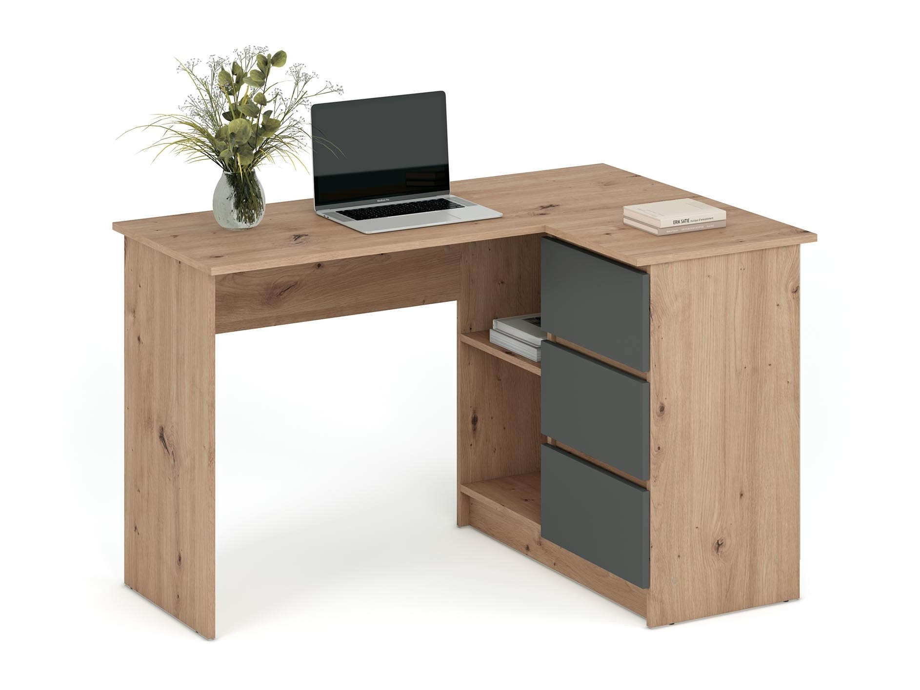 Sarok íróasztal Houston 1950 (Grafit + Artisan tölgy)