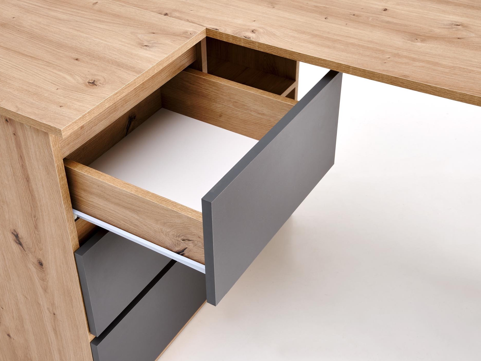 Sarok íróasztal Houston 1950 (Grafit + Artisan tölgy)