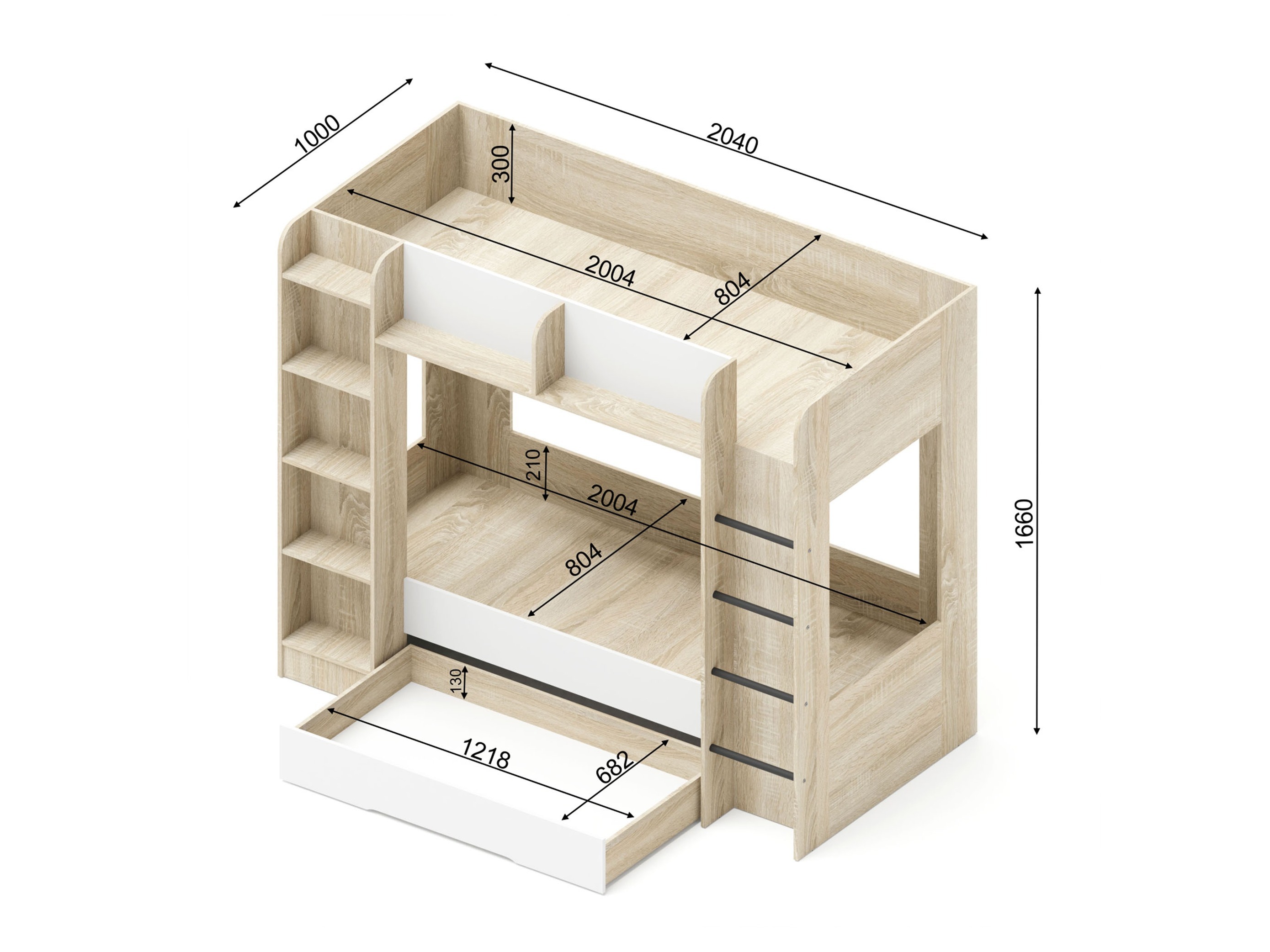 Gyerekszoba garnitúra Elitenu 104 (Sonoma tölgy + Fehér)