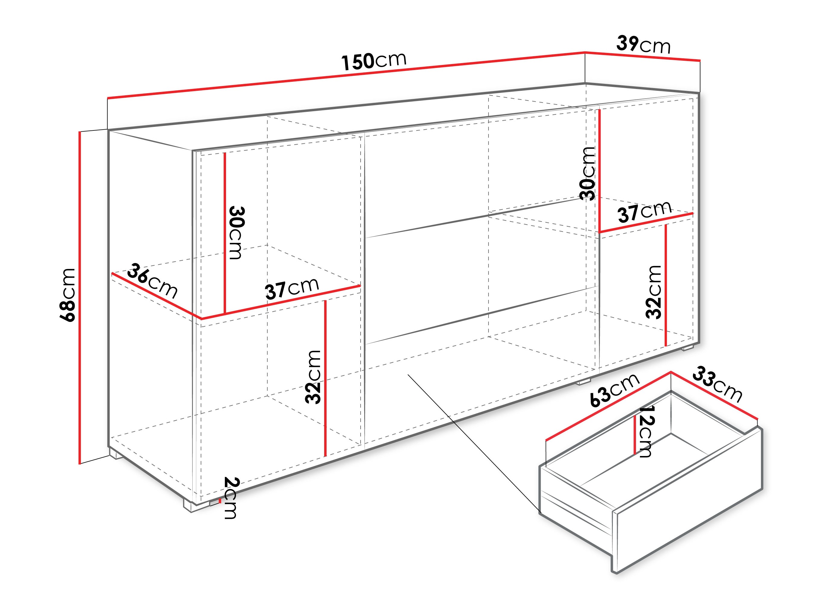 Komód Sarasota 191 (Wotan tölgy + Grafit)