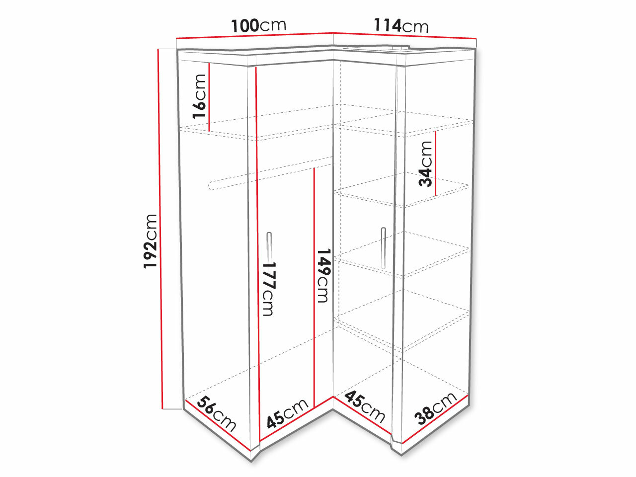 Sarokszekrény Lorelie 119 (Triufel tölgy)