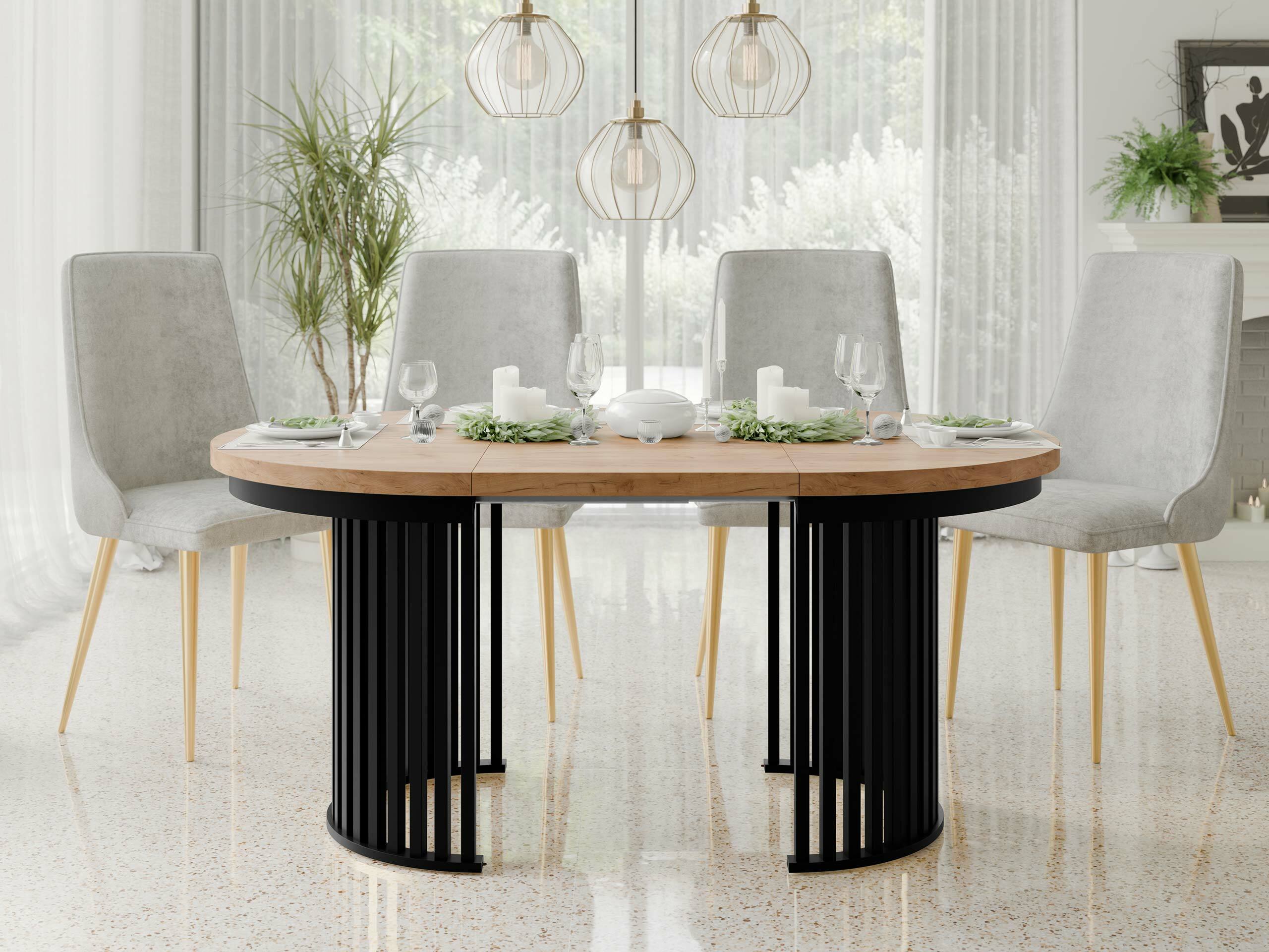 Asztal Racine 145 (Kézműves aranytölgy + Fekete)