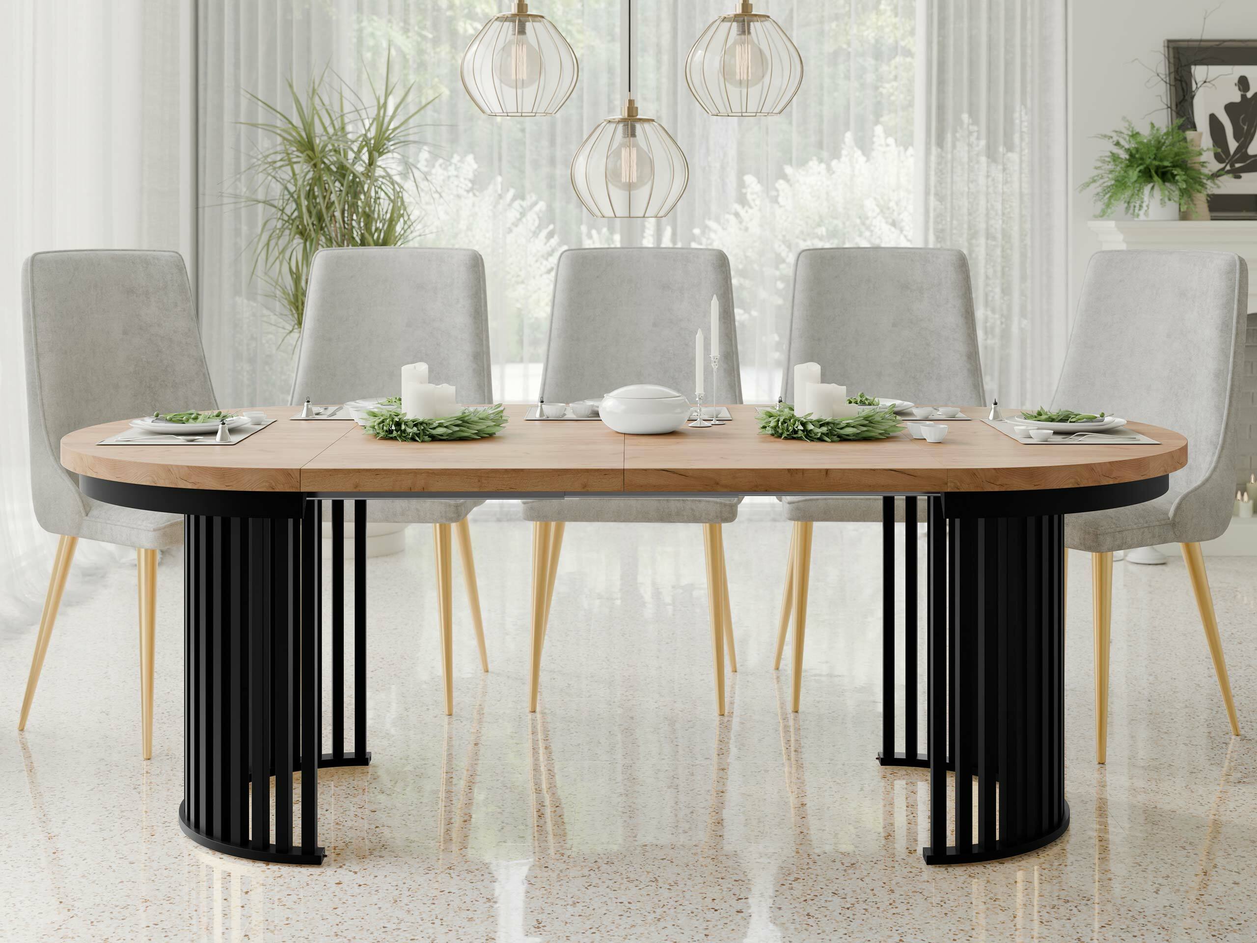 Asztal Racine 145 (Kézműves aranytölgy + Fekete)