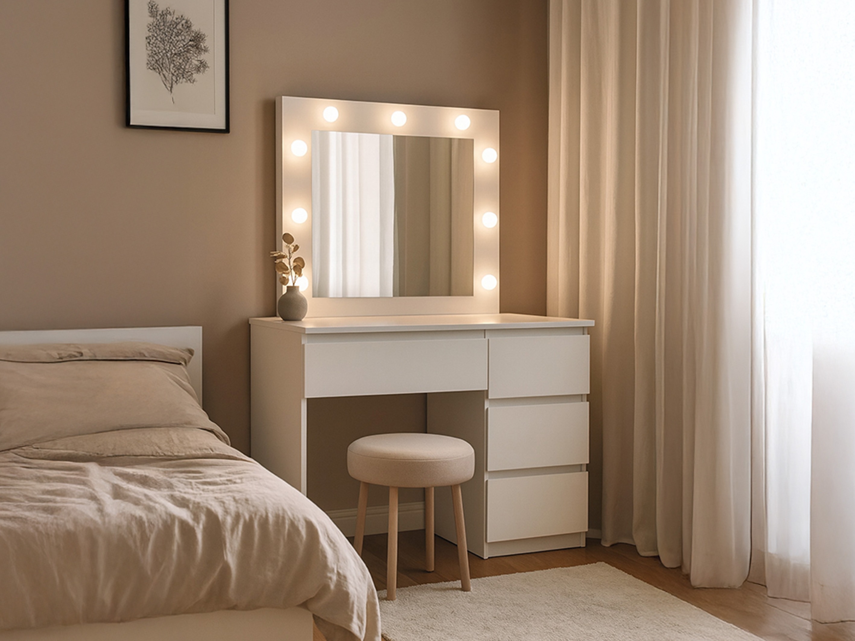 Fésülködő asztal Murrieta 194 (Fehér)