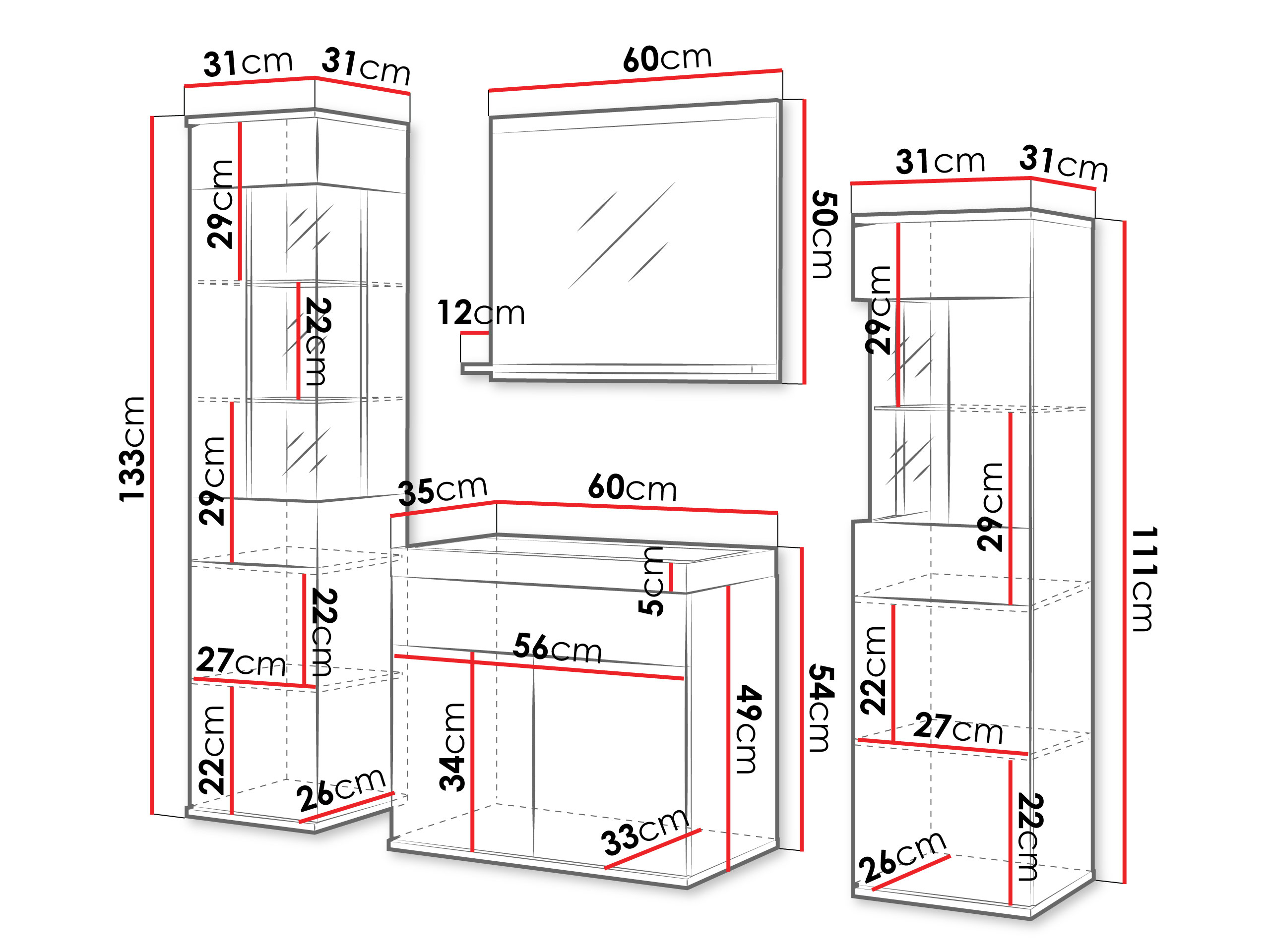 Fürdőszobai garnitúra Sarasota 194 (Grafit)